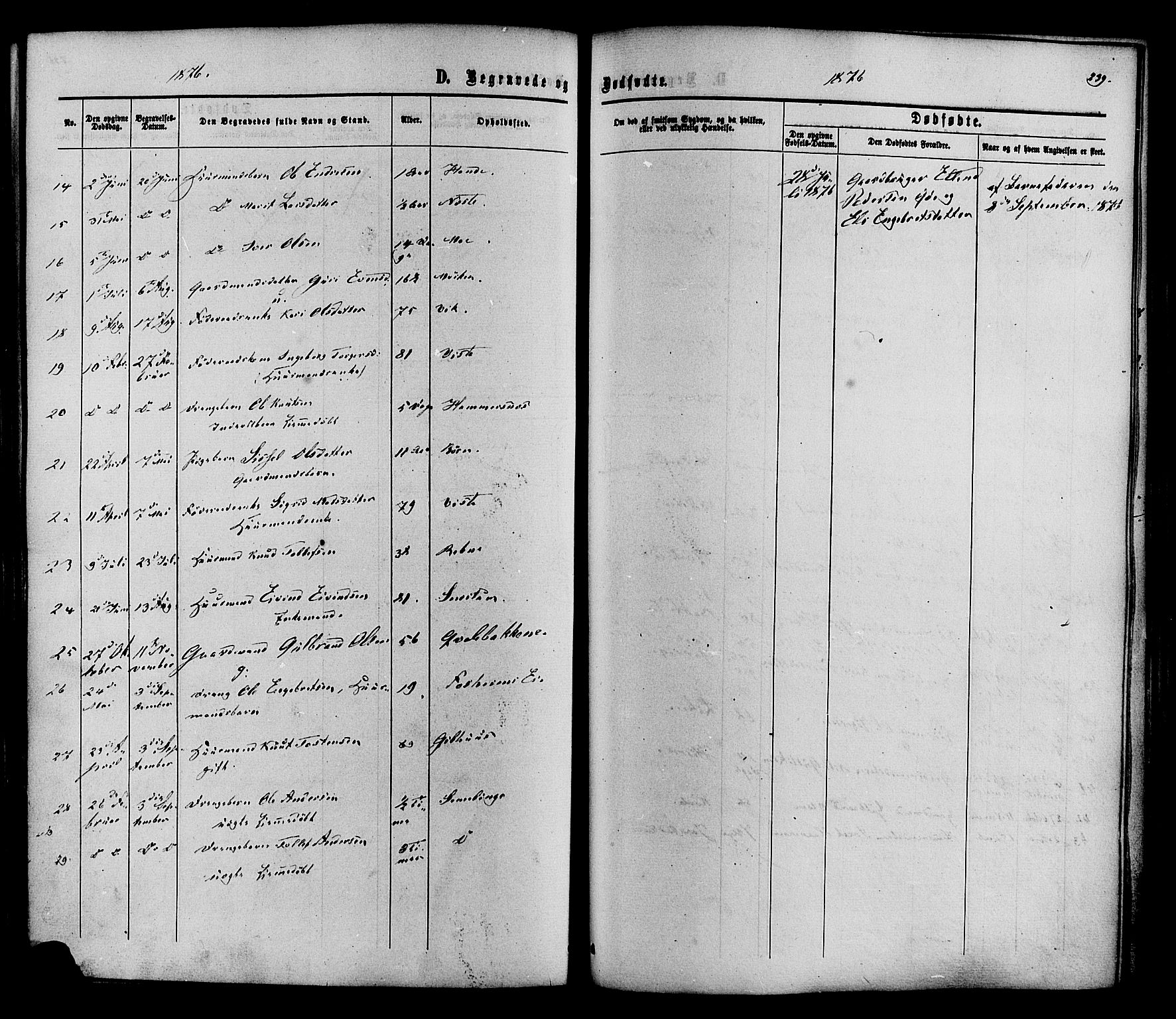 Vestre Slidre prestekontor, SAH/PREST-136/H/Ha/Haa/L0003: Parish register (official) no. 3, 1865-1880, p. 239