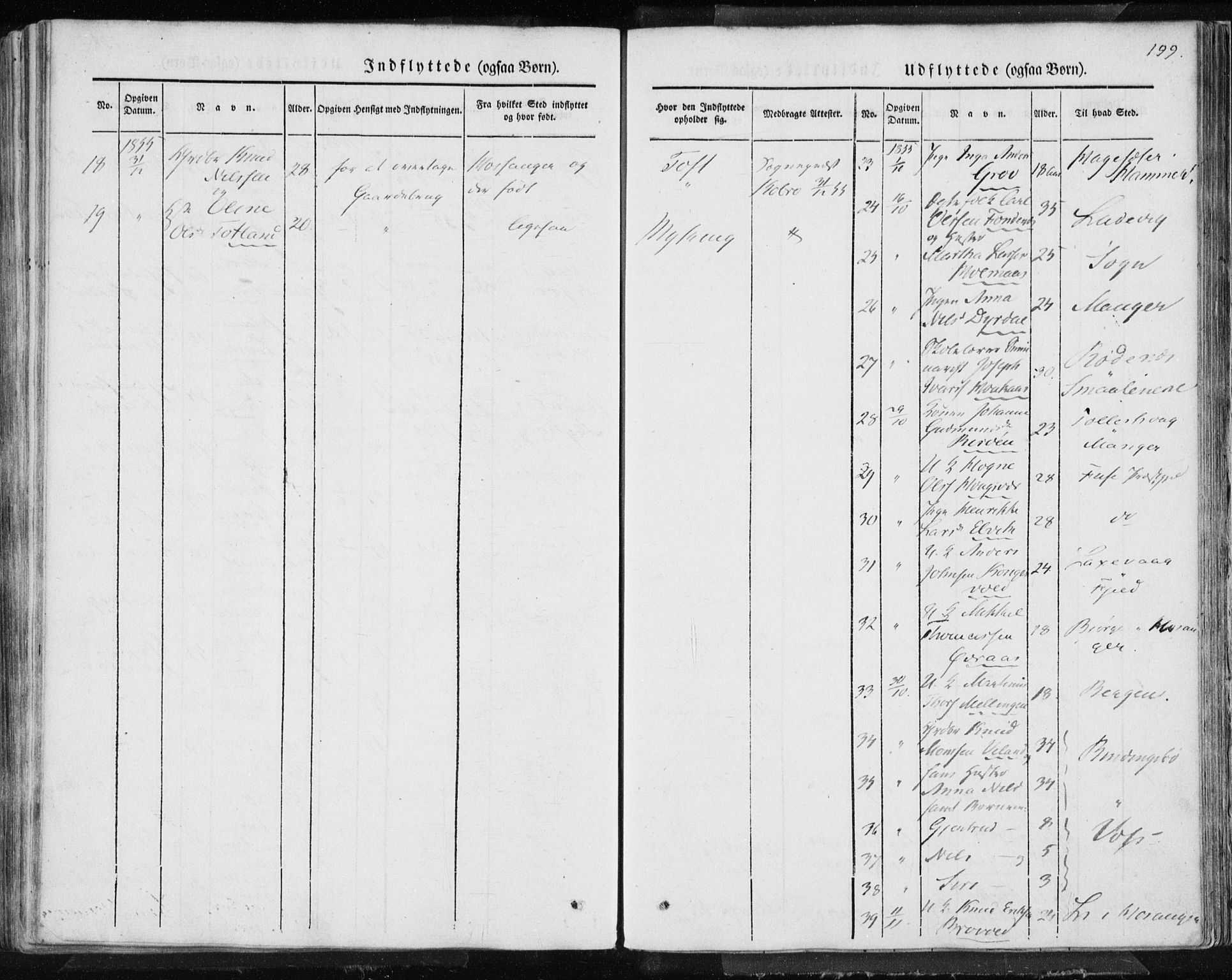 Lindås Sokneprestembete, AV/SAB-A-76701/H/Haa/Haaa/L0010: Parish register (official) no. A 10, 1842-1862, p. 199