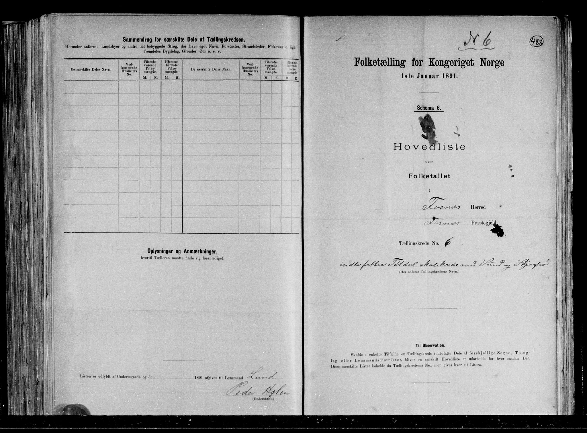 RA, 1891 census for 1748 Fosnes, 1891, p. 18