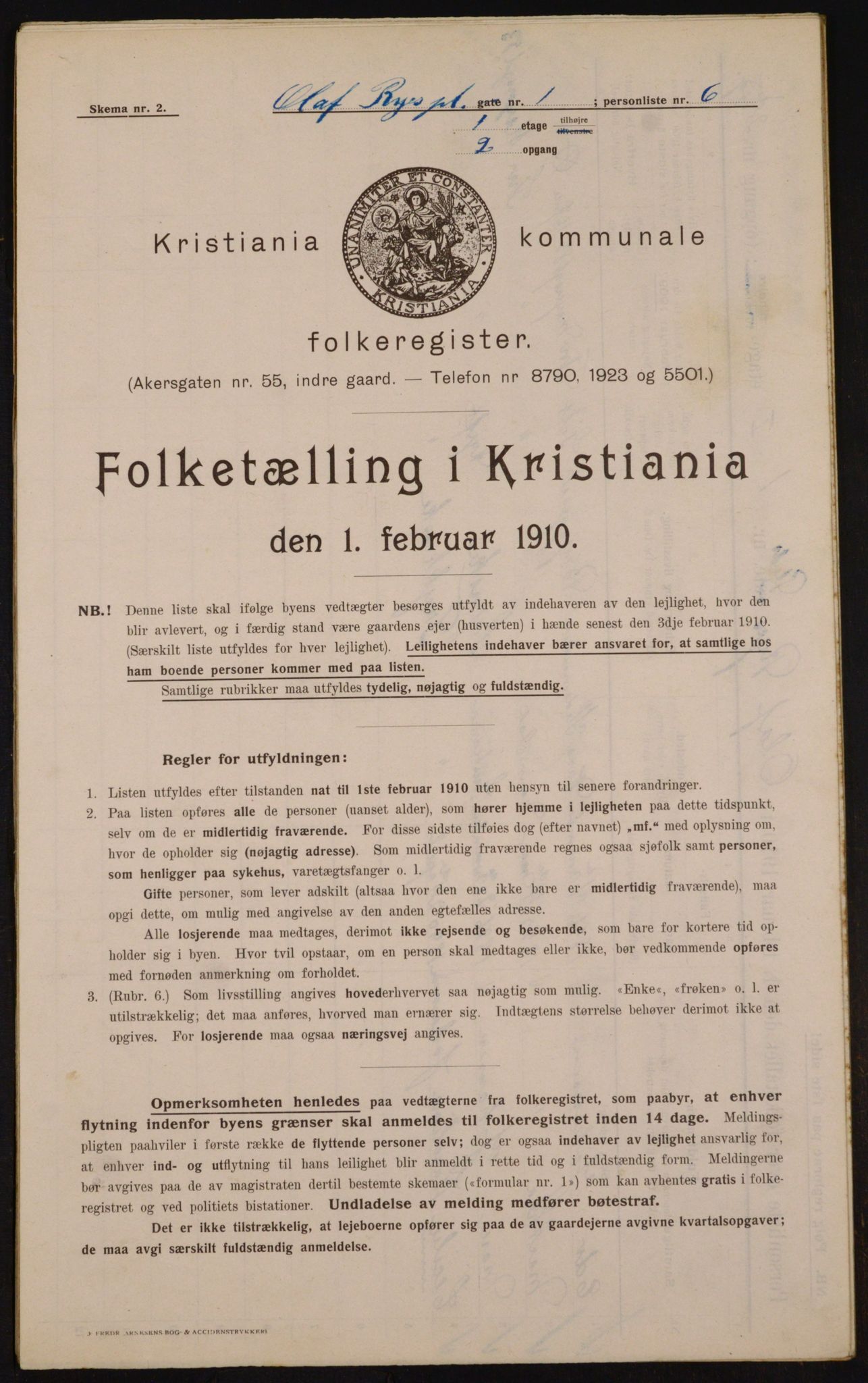 OBA, Municipal Census 1910 for Kristiania, 1910, p. 72306