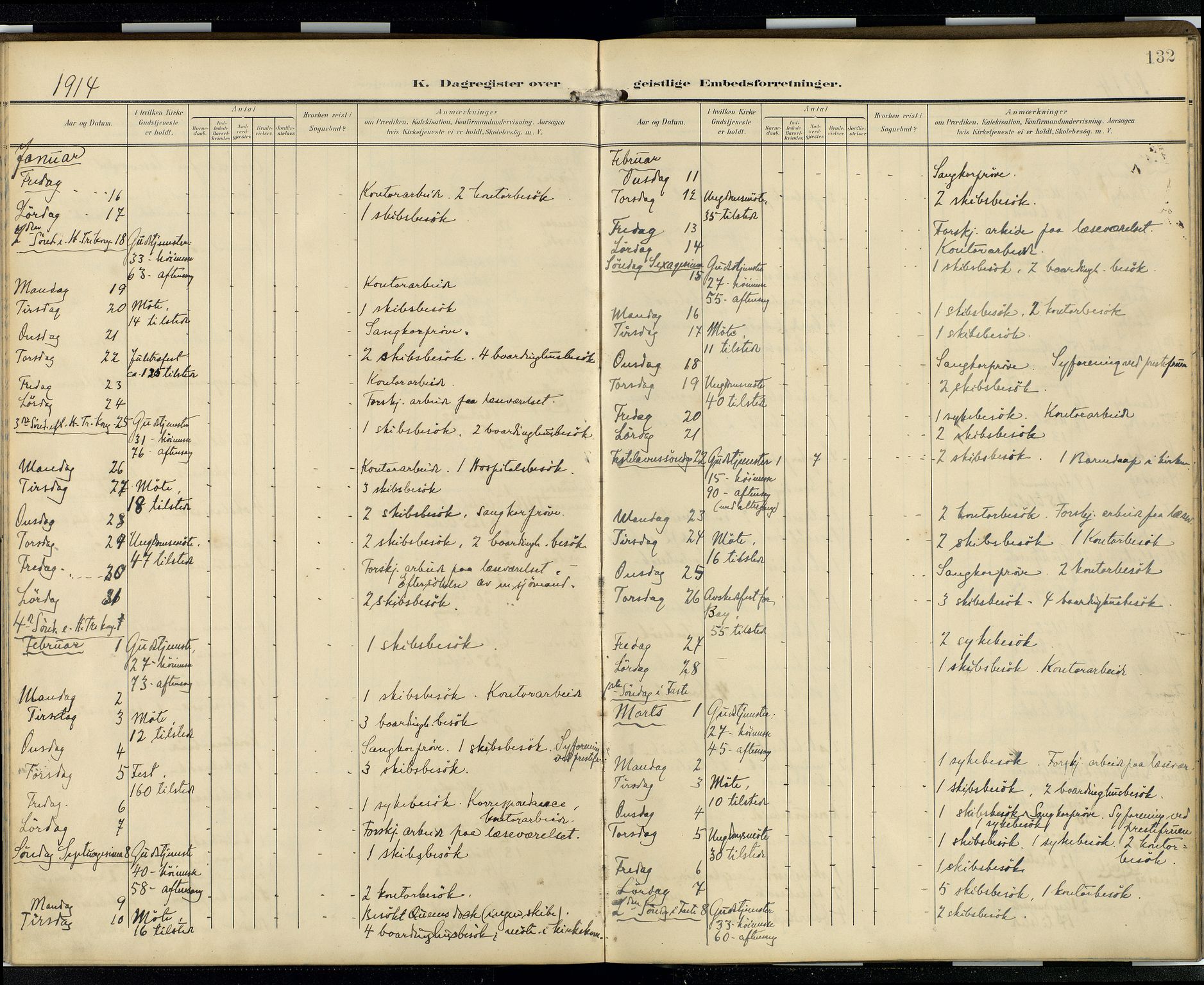 Den norske sjømannsmisjon i utlandet/Skotske havner (Leith, Glasgow), AV/SAB-SAB/PA-0100/H/Ha/Hab/L0001: Parish register (official) no. B 1, 1902-1931, p. 131b-132a