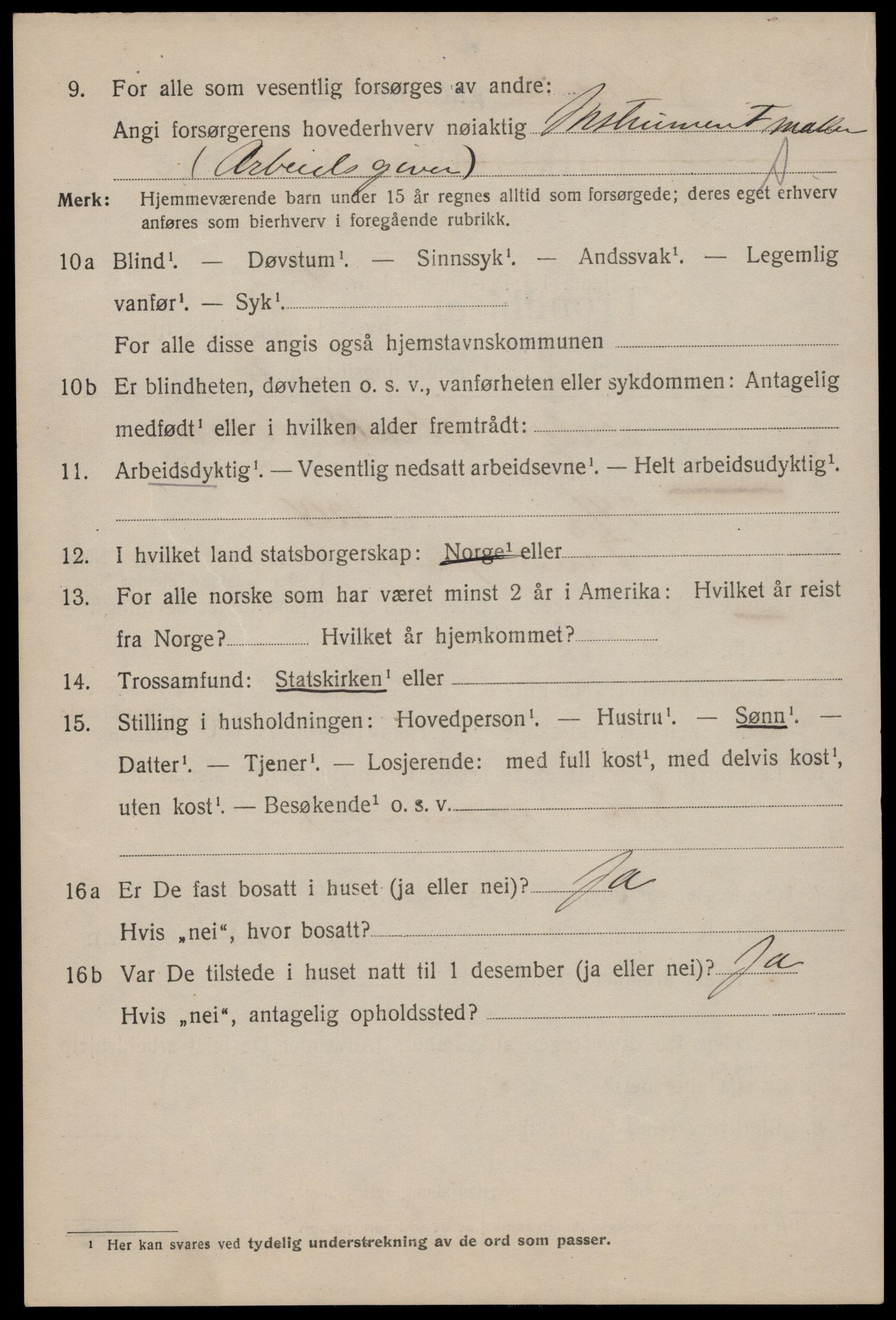 SAT, 1920 census for Trondheim, 1920, p. 87253