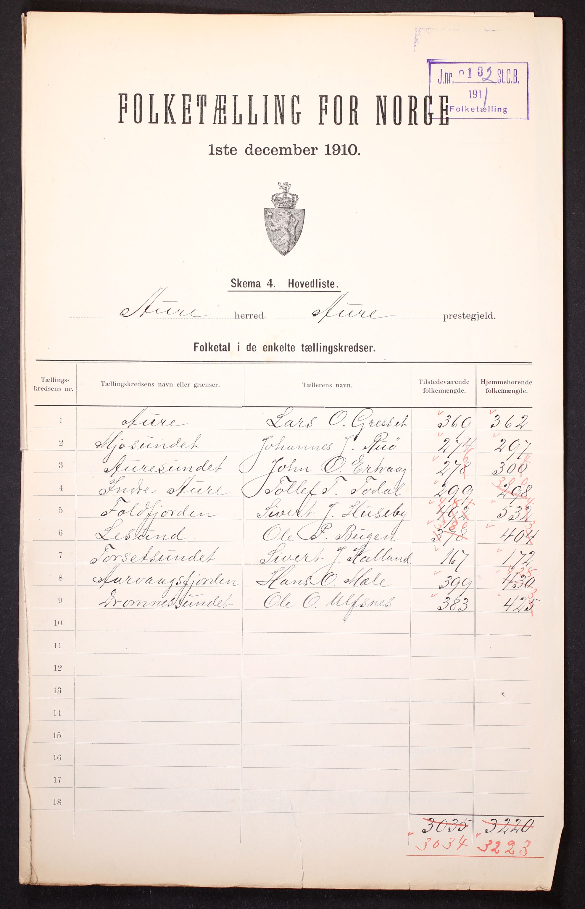 RA, 1910 census for Aure, 1910, p. 2