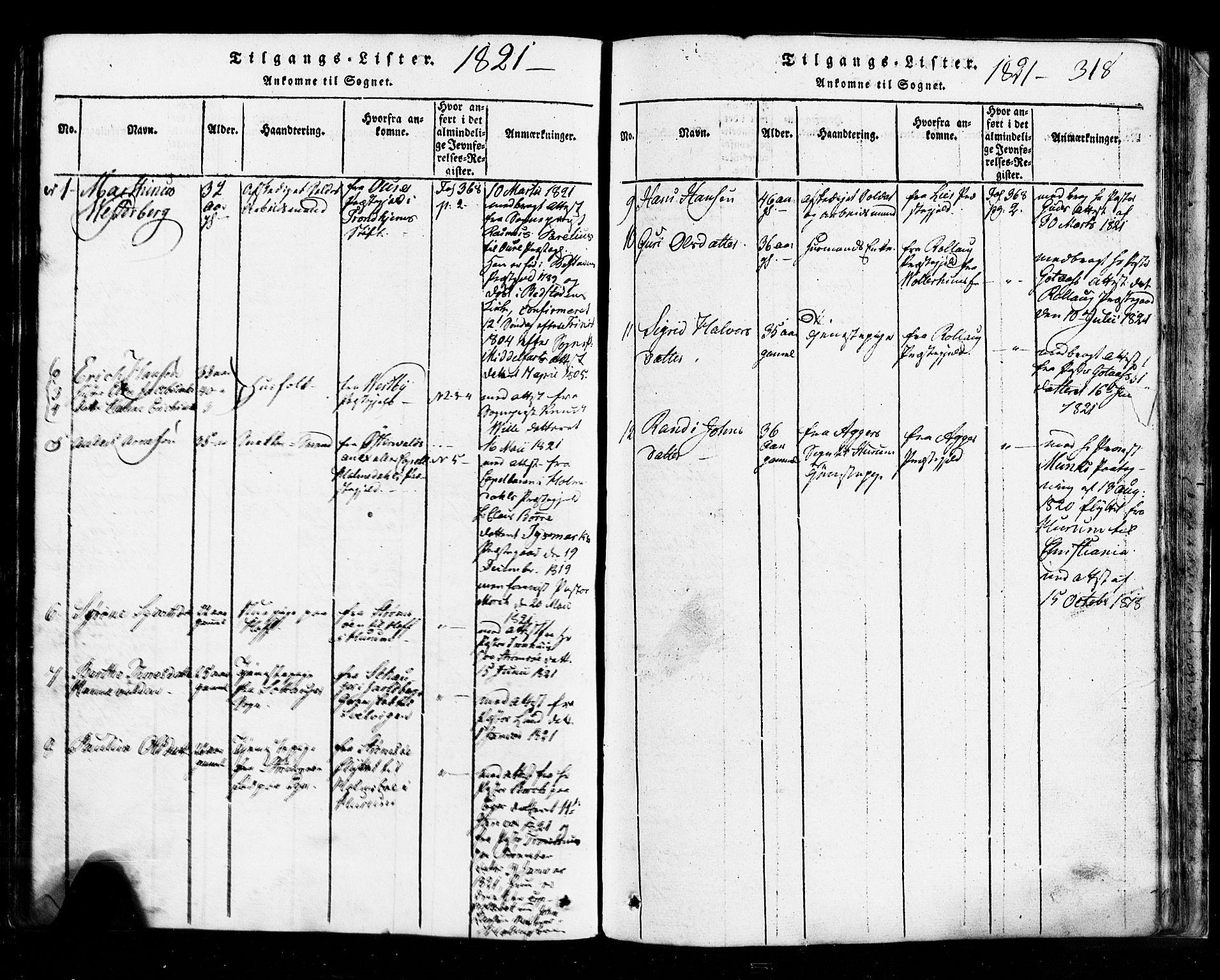 Hurum kirkebøker, SAKO/A-229/G/Ga/L0001: Parish register (copy) no. I 1, 1816-1826, p. 318