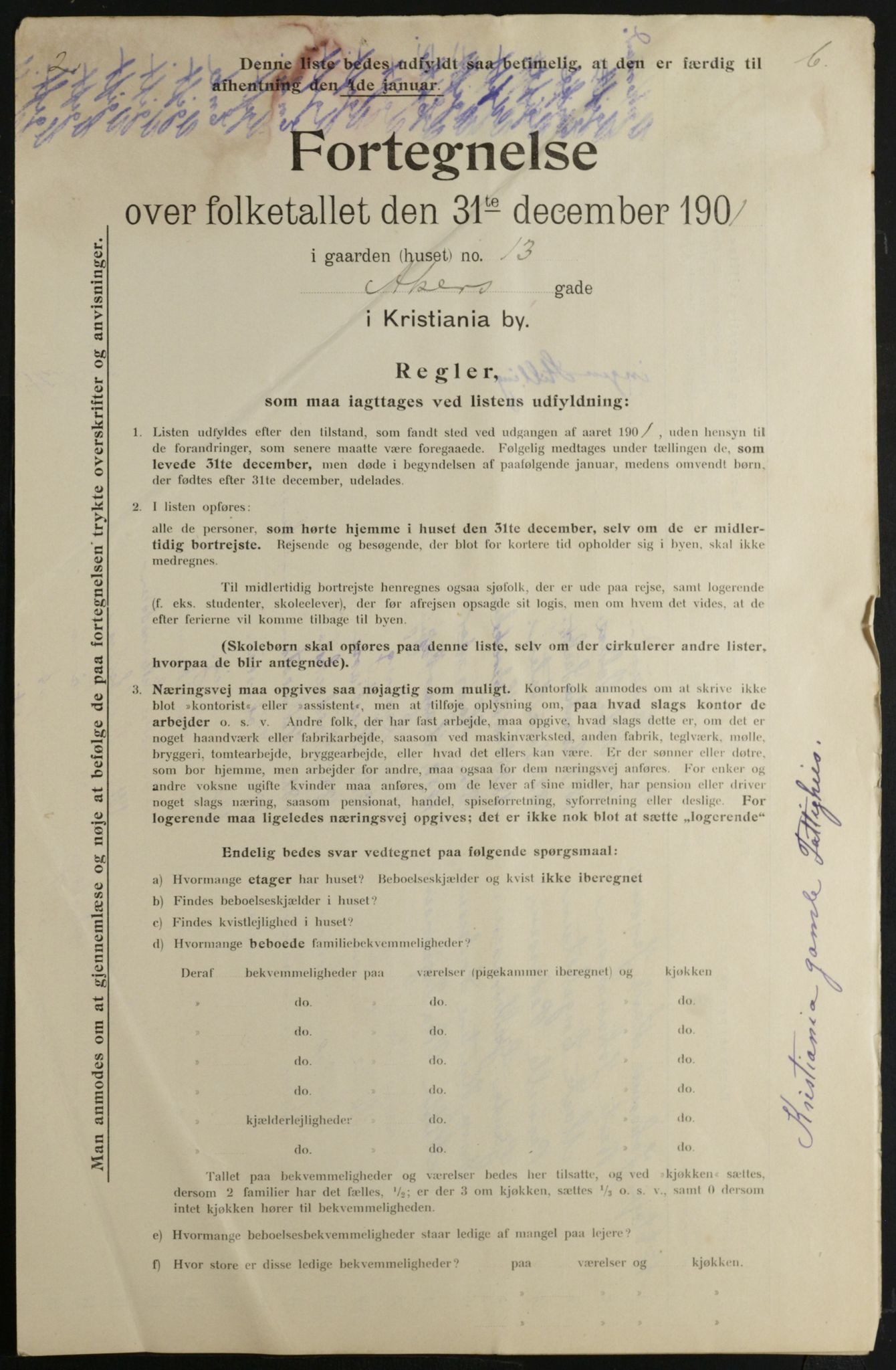 OBA, Municipal Census 1901 for Kristiania, 1901, p. 57