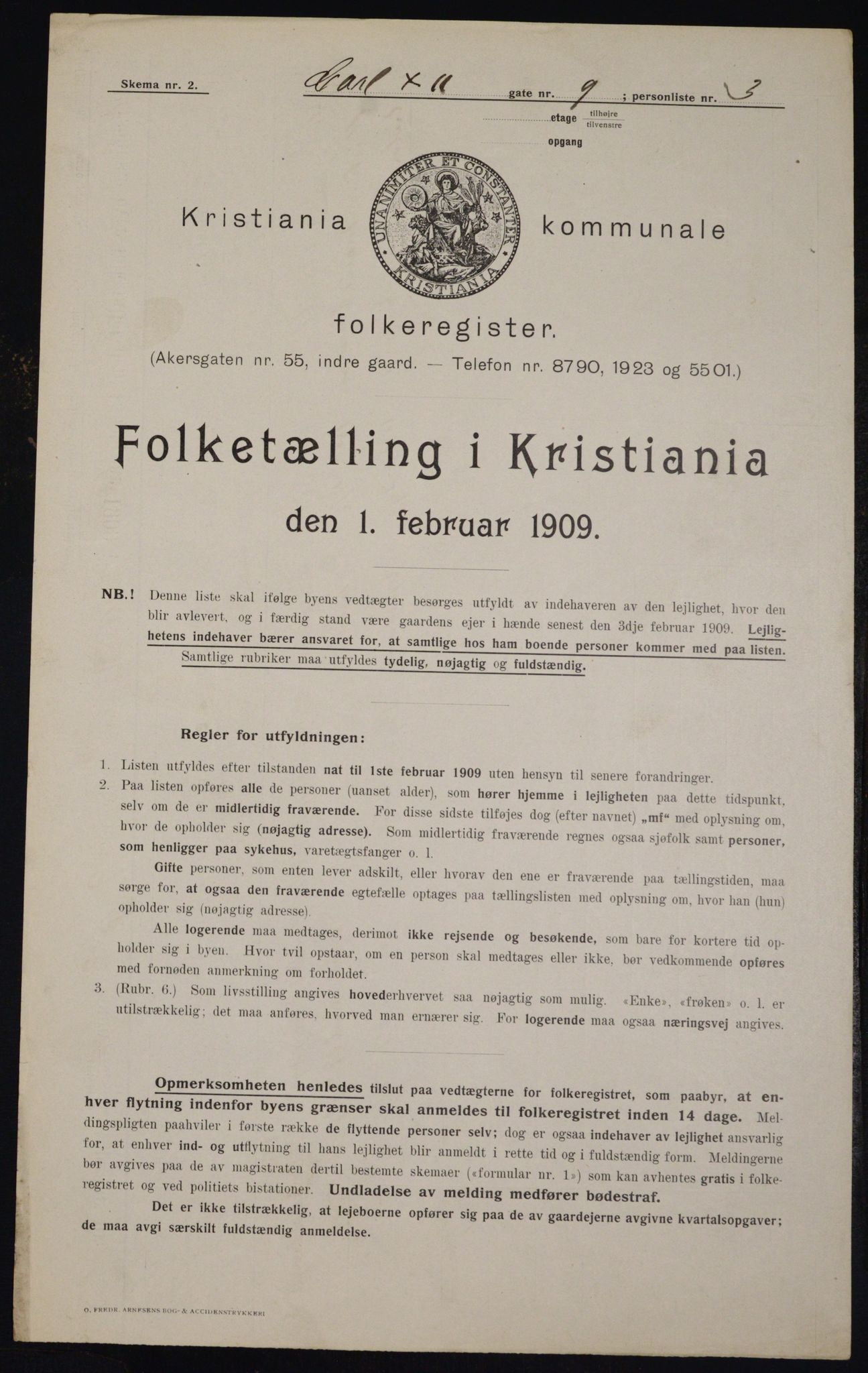 OBA, Municipal Census 1909 for Kristiania, 1909, p. 44129