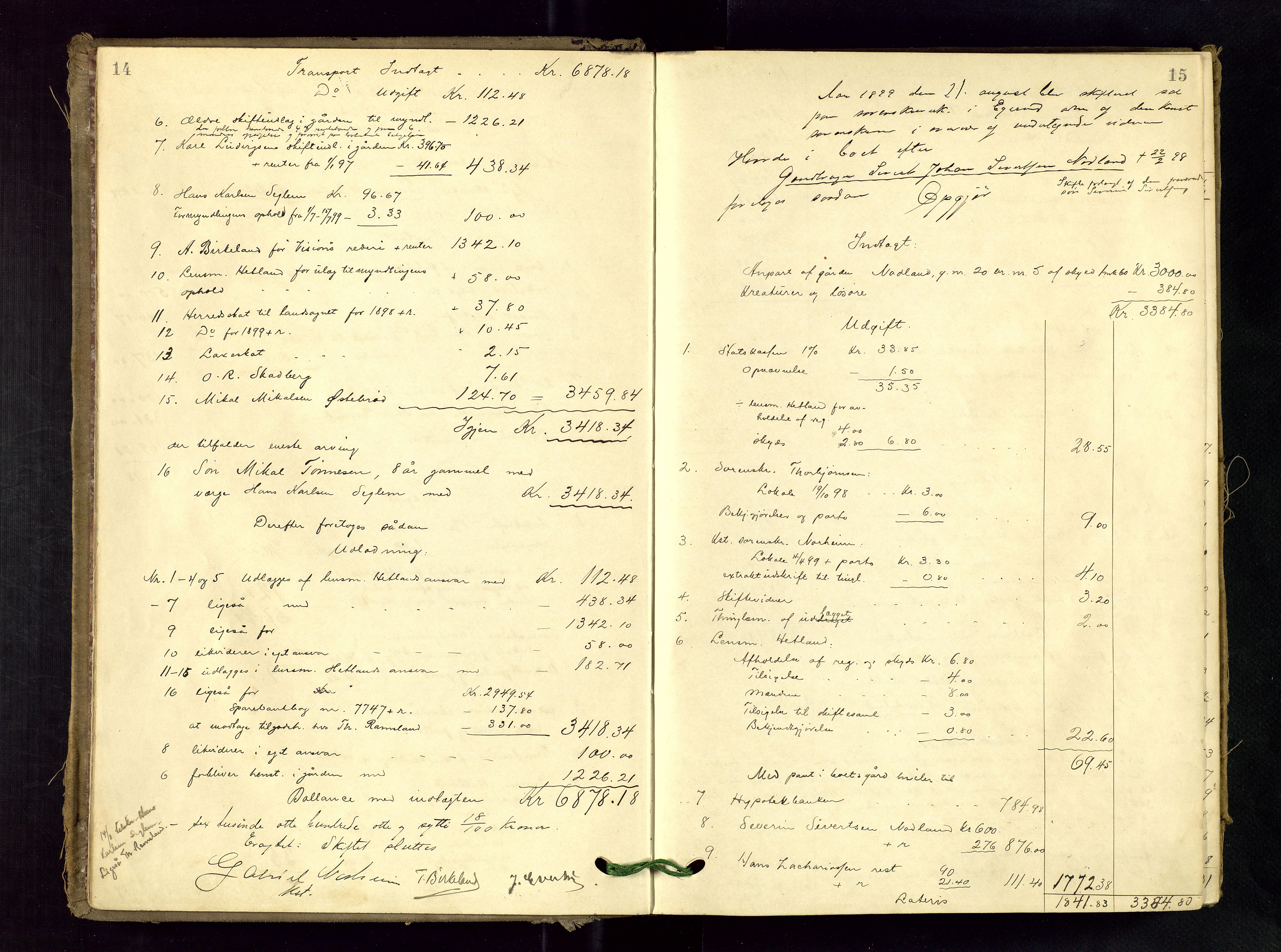 Dalane sorenskriveri, AV/SAST-A-100309/001/5/500/500BB/L0004: SKIFTEPROTOKOLL, 1899-1906, p. 14-15