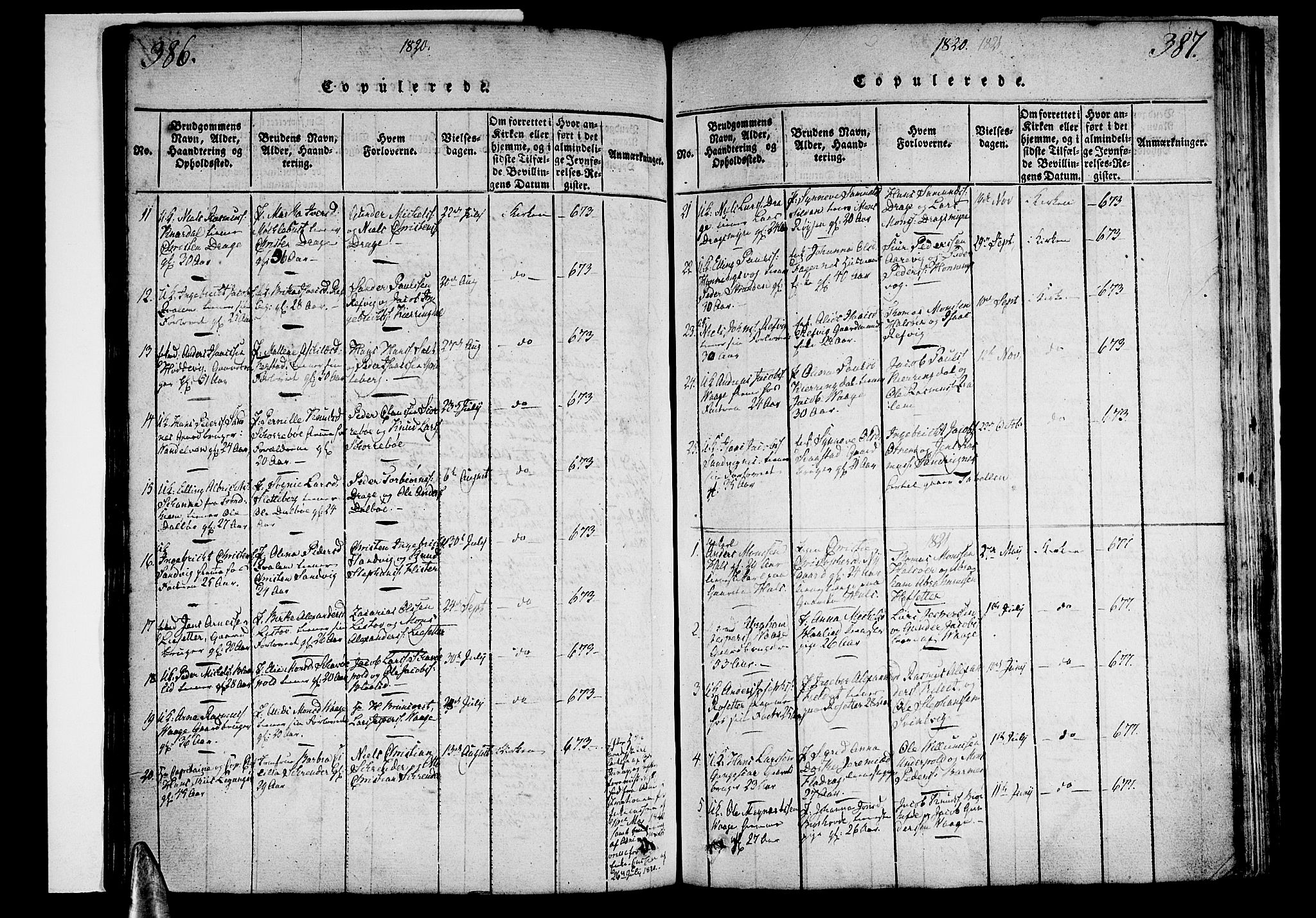 Selje sokneprestembete, SAB/A-99938/H/Ha/Haa/Haaa: Parish register (official) no. A 8, 1816-1828, p. 386-387