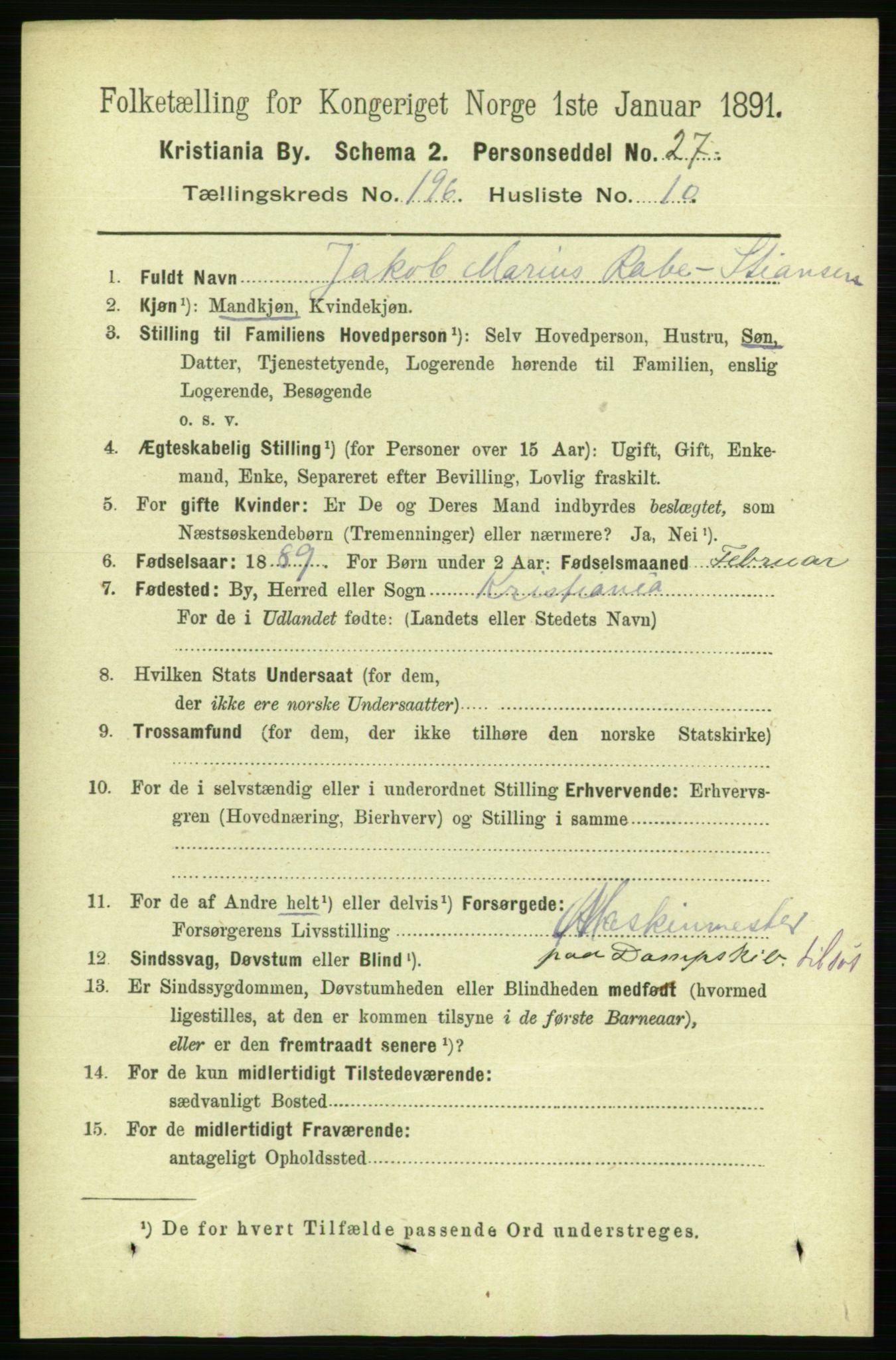 RA, 1891 census for 0301 Kristiania, 1891, p. 118724