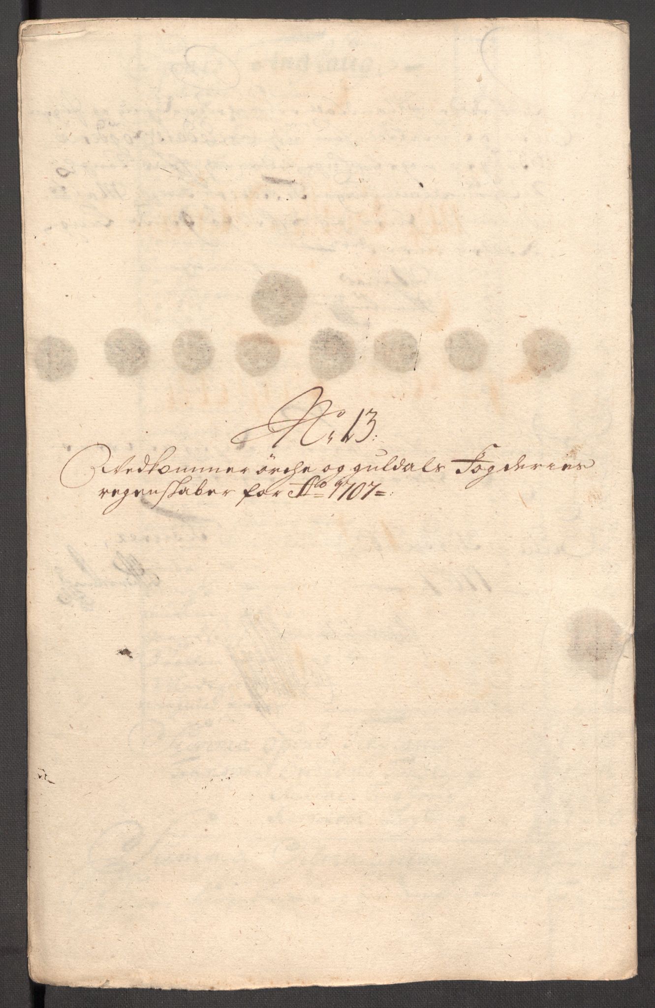 Rentekammeret inntil 1814, Reviderte regnskaper, Fogderegnskap, RA/EA-4092/R60/L3957: Fogderegnskap Orkdal og Gauldal, 1707, p. 256