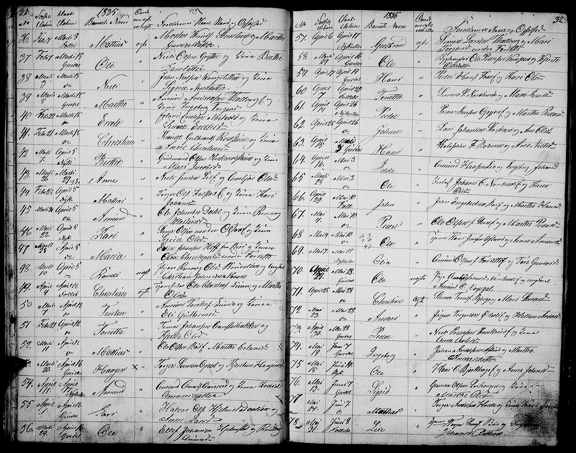 Gausdal prestekontor, AV/SAH-PREST-090/H/Ha/Hab/L0003: Parish register (copy) no. 3, 1829-1864, p. 31-32