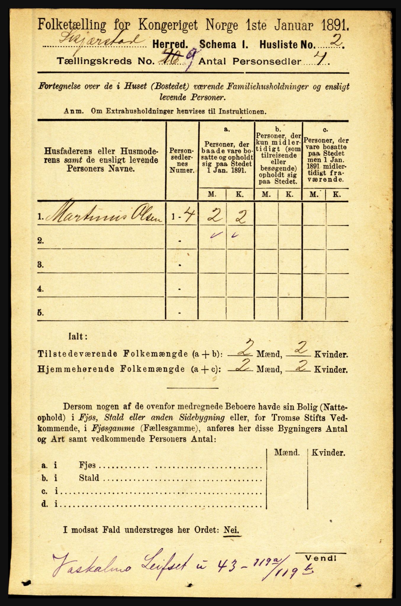 RA, 1891 census for 1842 Skjerstad, 1891, p. 3294