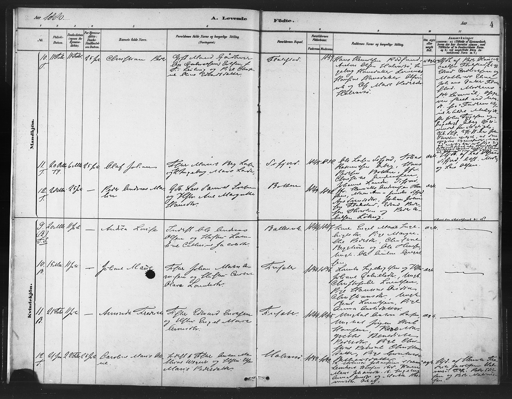 Berg sokneprestkontor, AV/SATØ-S-1318/G/Ga/Gaa/L0004kirke: Parish register (official) no. 4, 1880-1894, p. 4