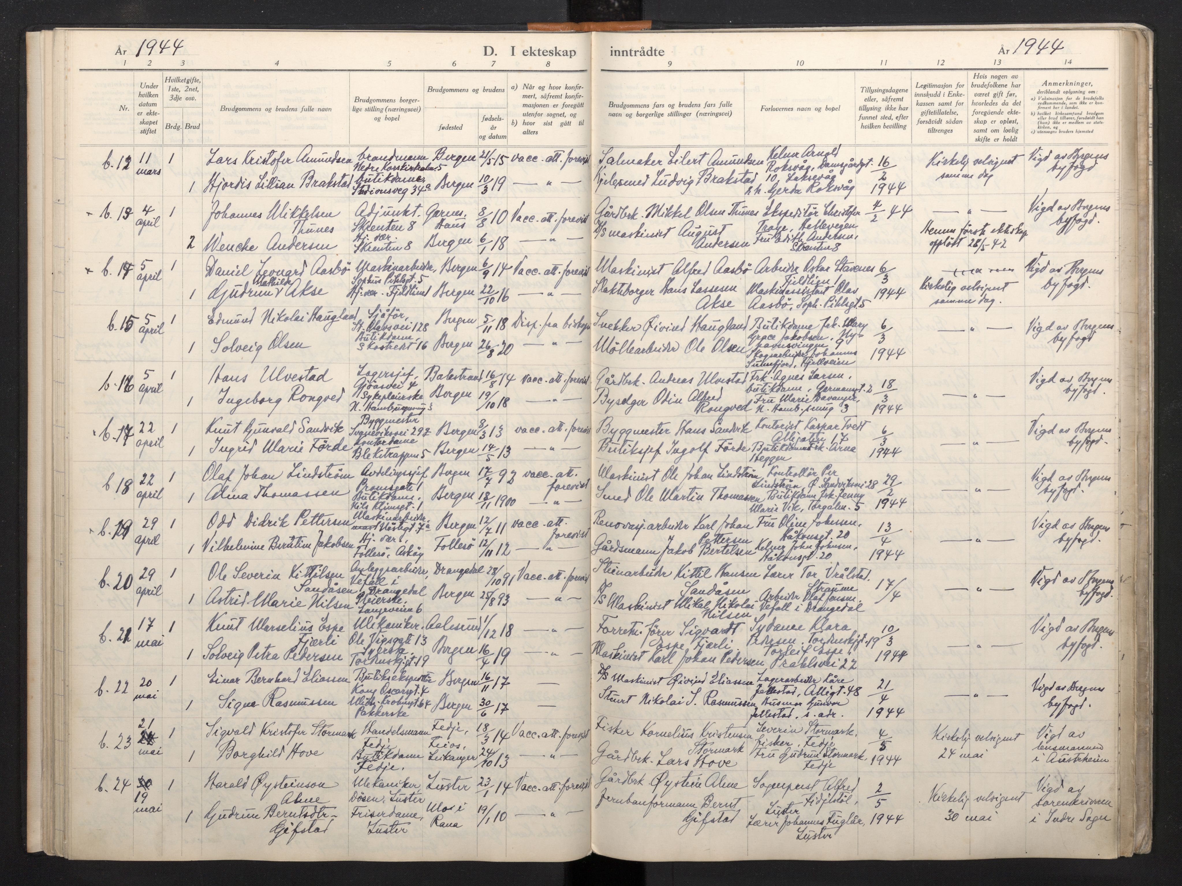 Korskirken sokneprestembete, AV/SAB-A-76101/H/Haa: Parish register (official) no. A 15, 1942-1945