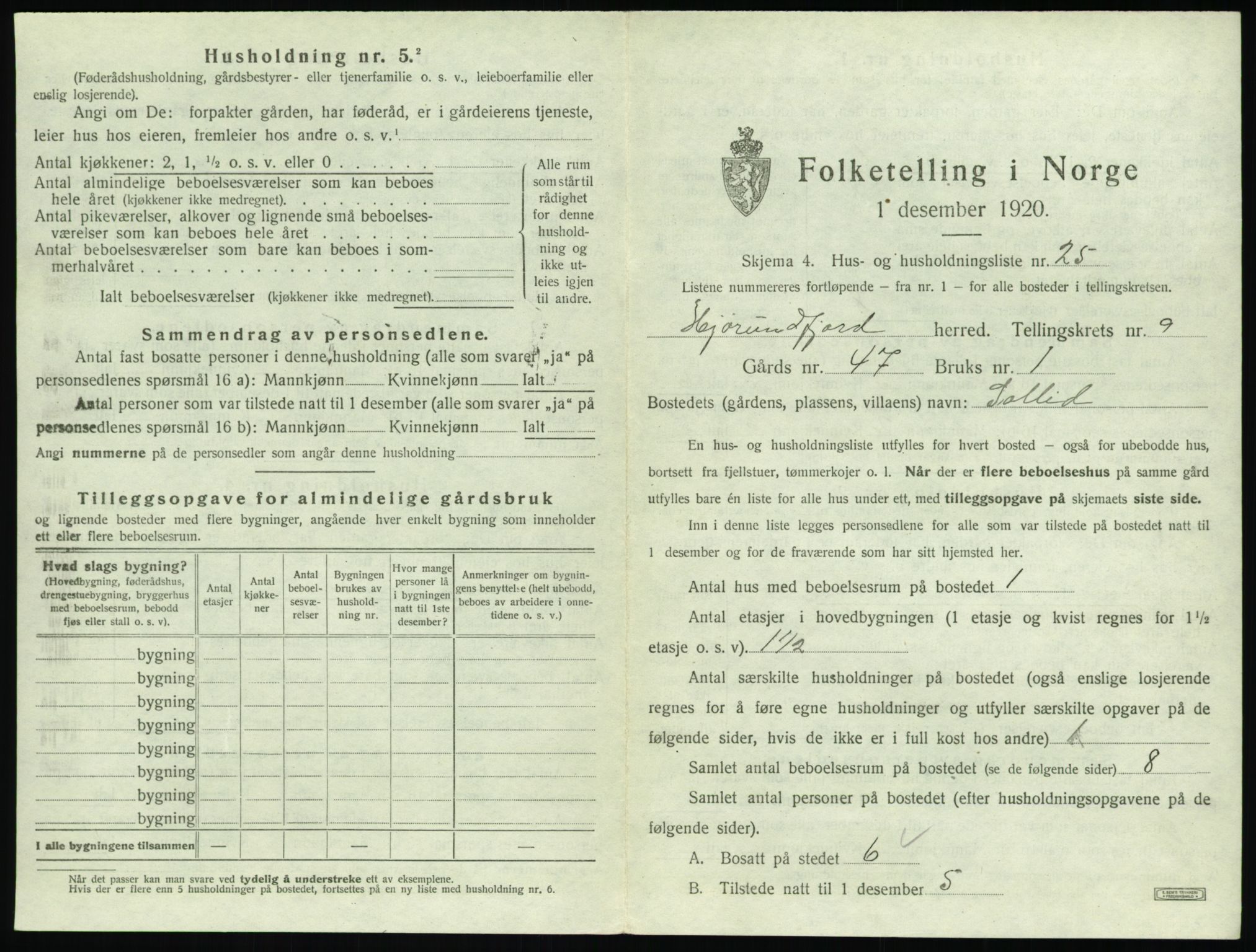 SAT, 1920 census for Hjørundfjord, 1920, p. 471