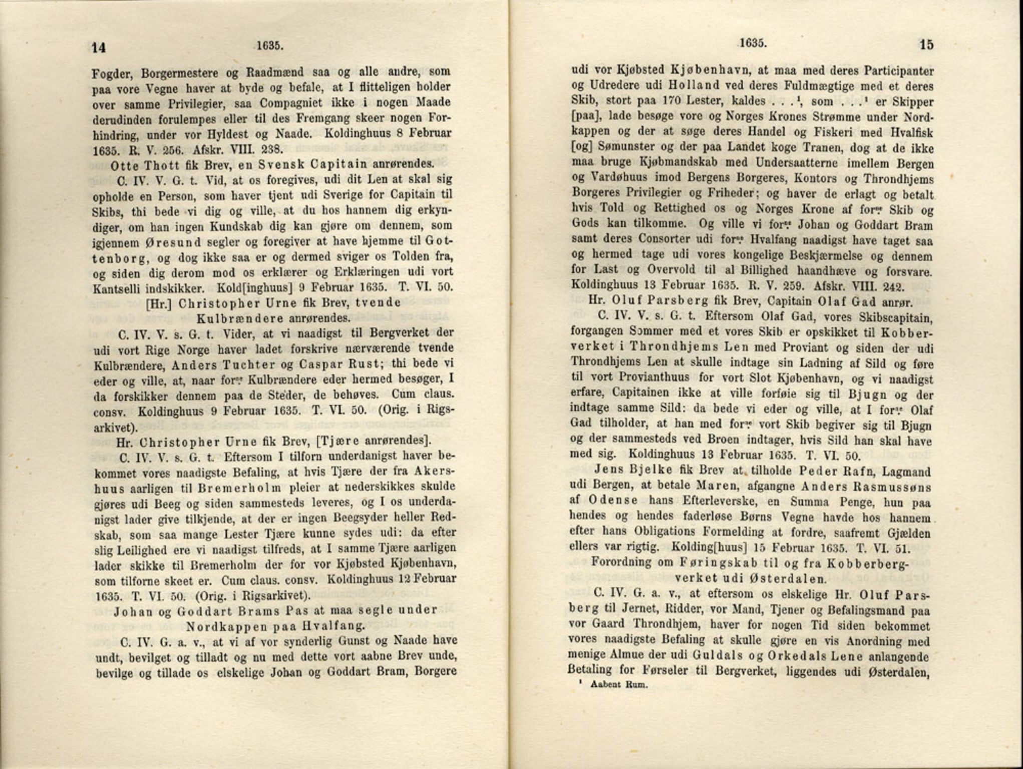 Publikasjoner utgitt av Det Norske Historiske Kildeskriftfond, PUBL/-/-/-: Norske Rigs-Registranter, bind 7, 1635-1640, p. 14-15