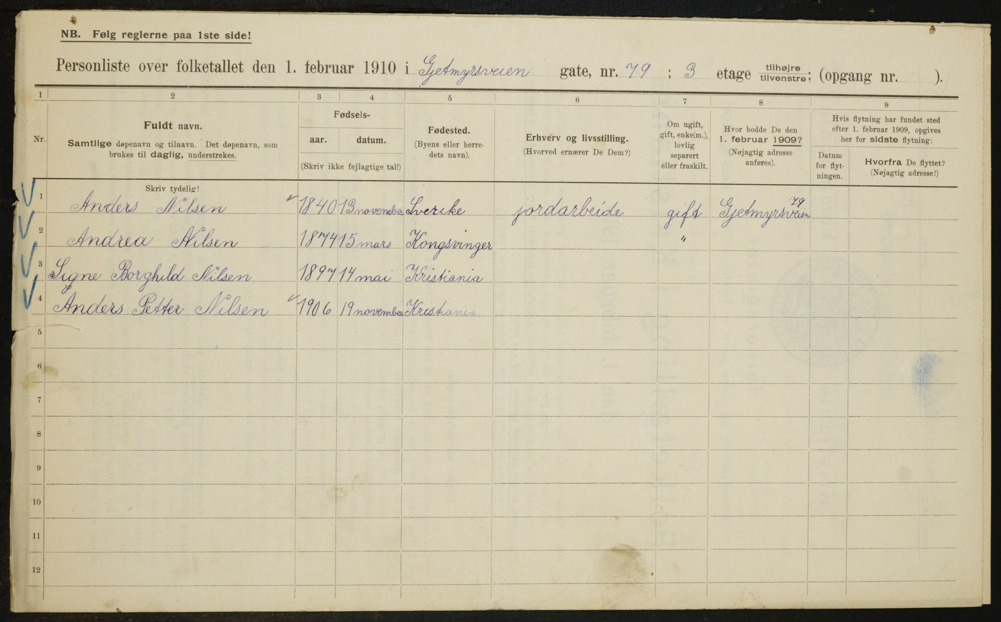 OBA, Municipal Census 1910 for Kristiania, 1910, p. 27647