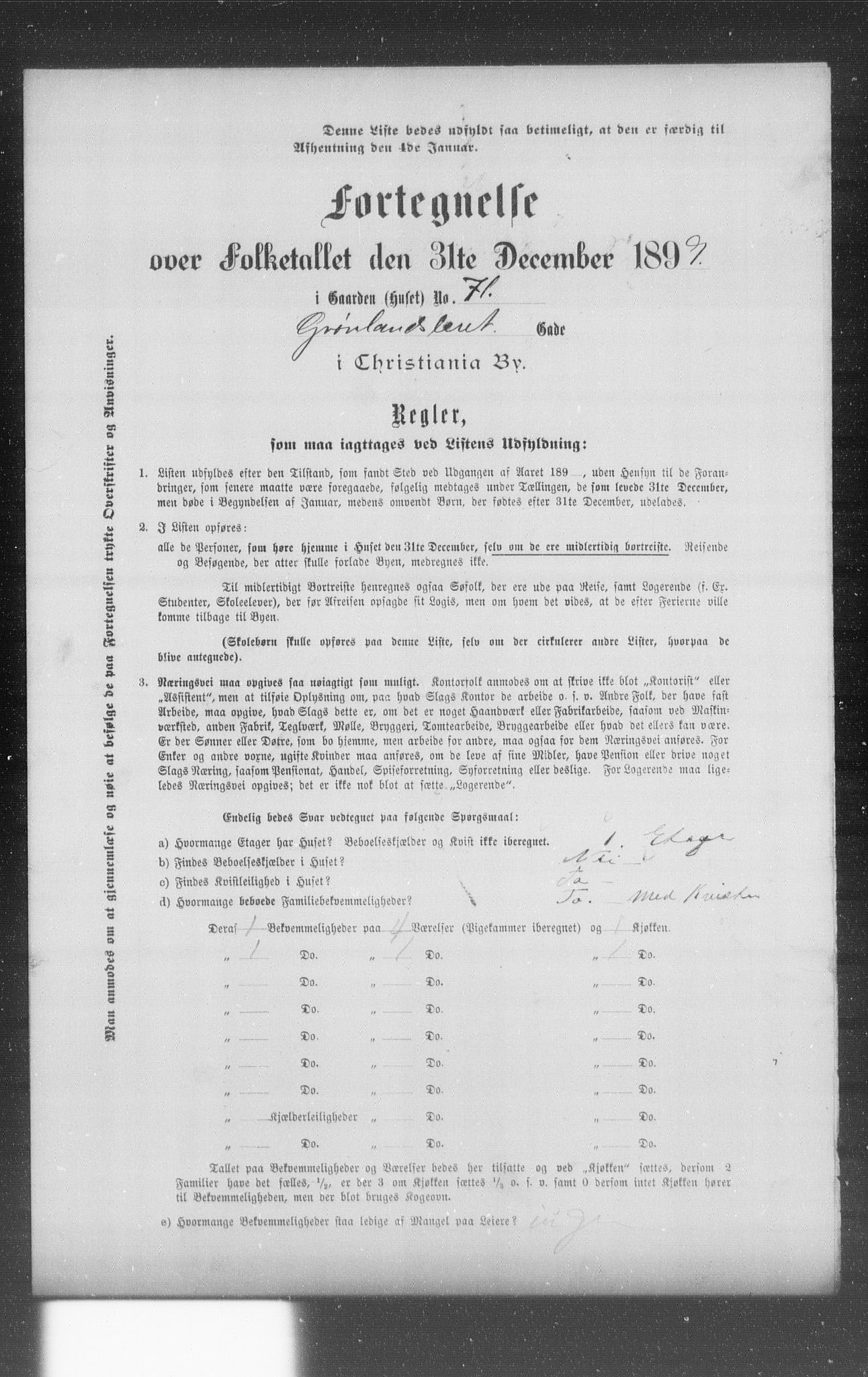 OBA, Municipal Census 1899 for Kristiania, 1899, p. 4337