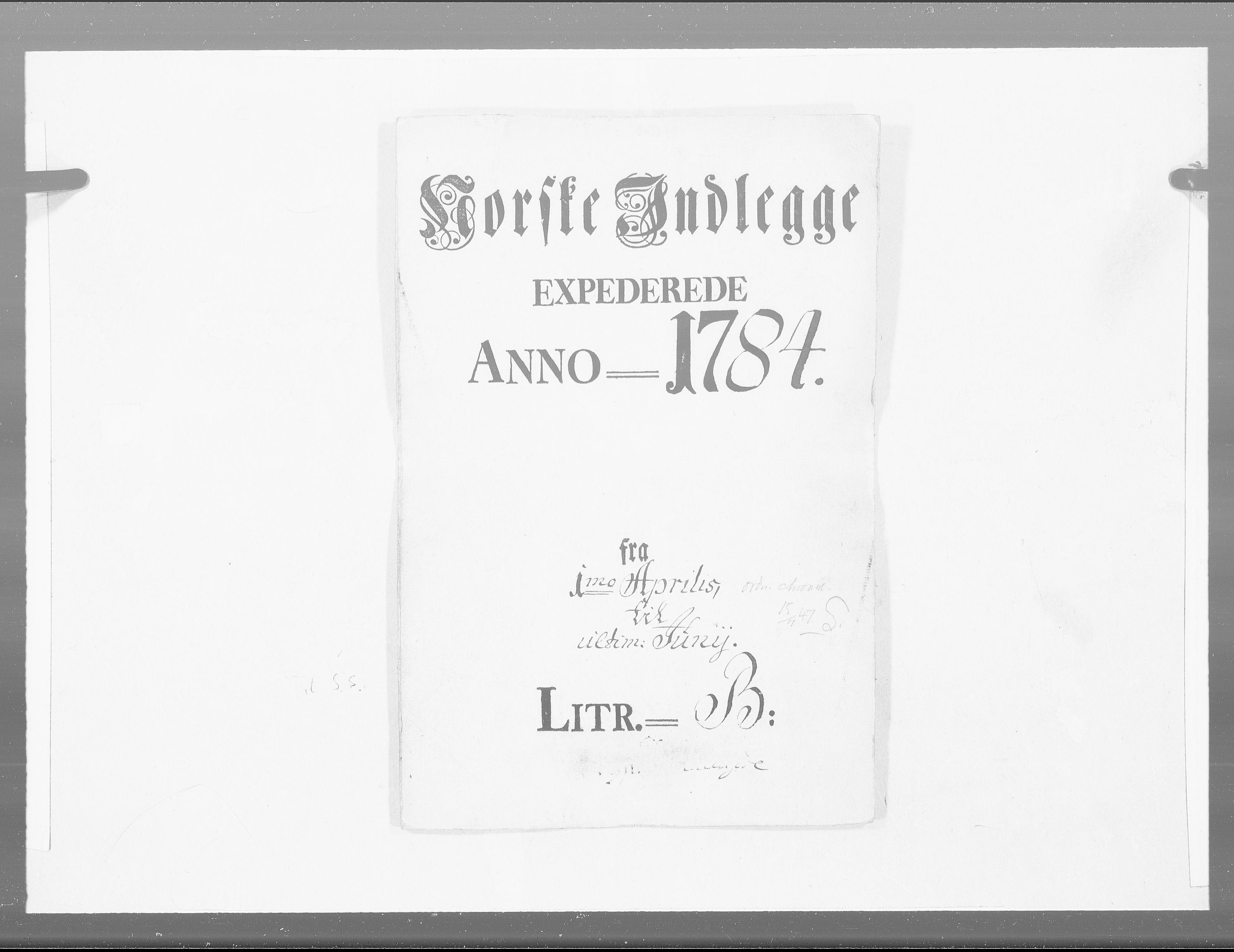 Danske Kanselli 1572-1799, RA/EA-3023/F/Fc/Fcc/Fcca/L0250: Norske innlegg 1572-1799, 1784, p. 1