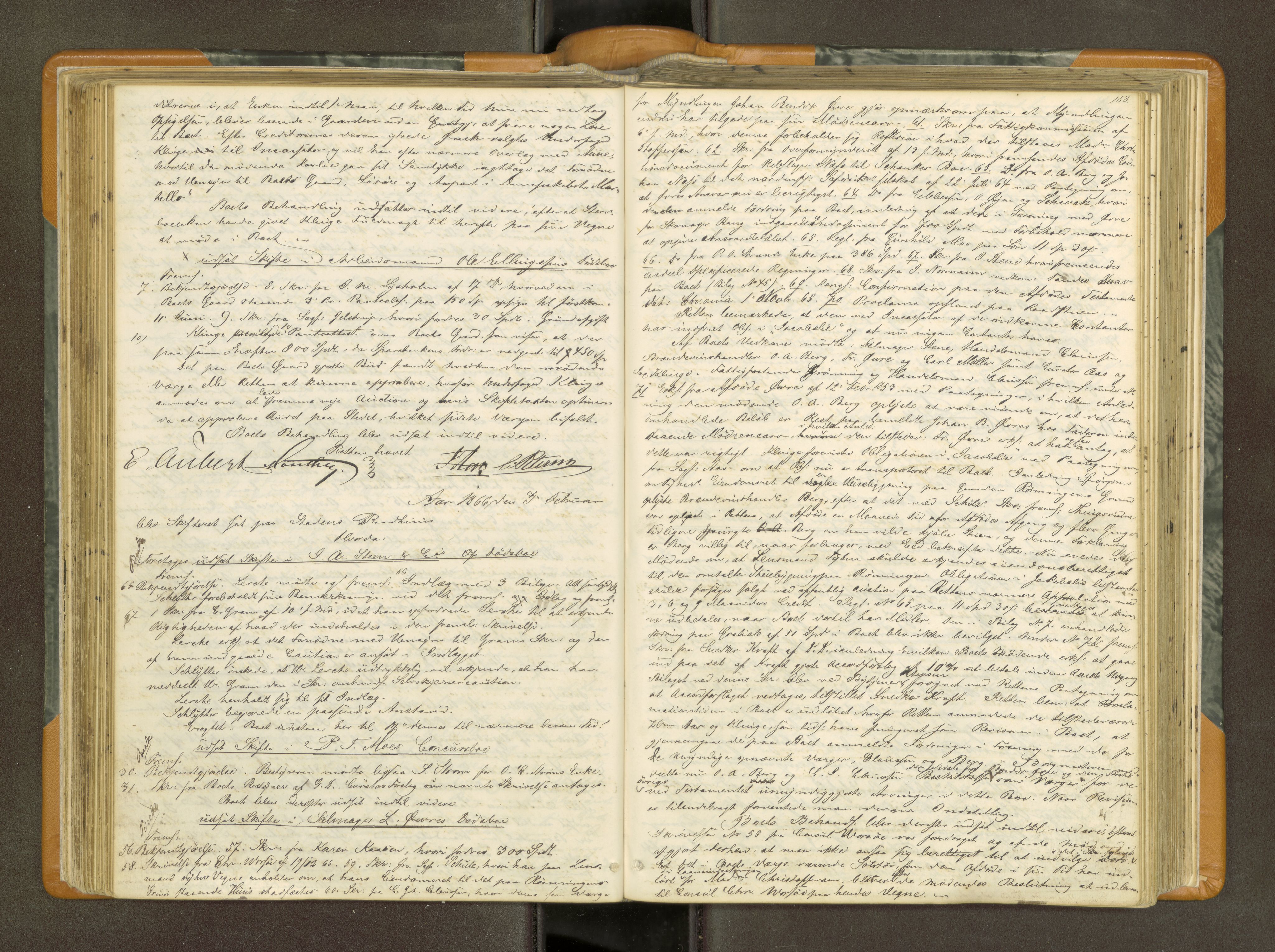 Trondheim byfogd, AV/SAT-A-0003/1/3/3B/L0007: Skiftebehandlingsprotokoll (u/ register) U, 1863-1874, p. 168