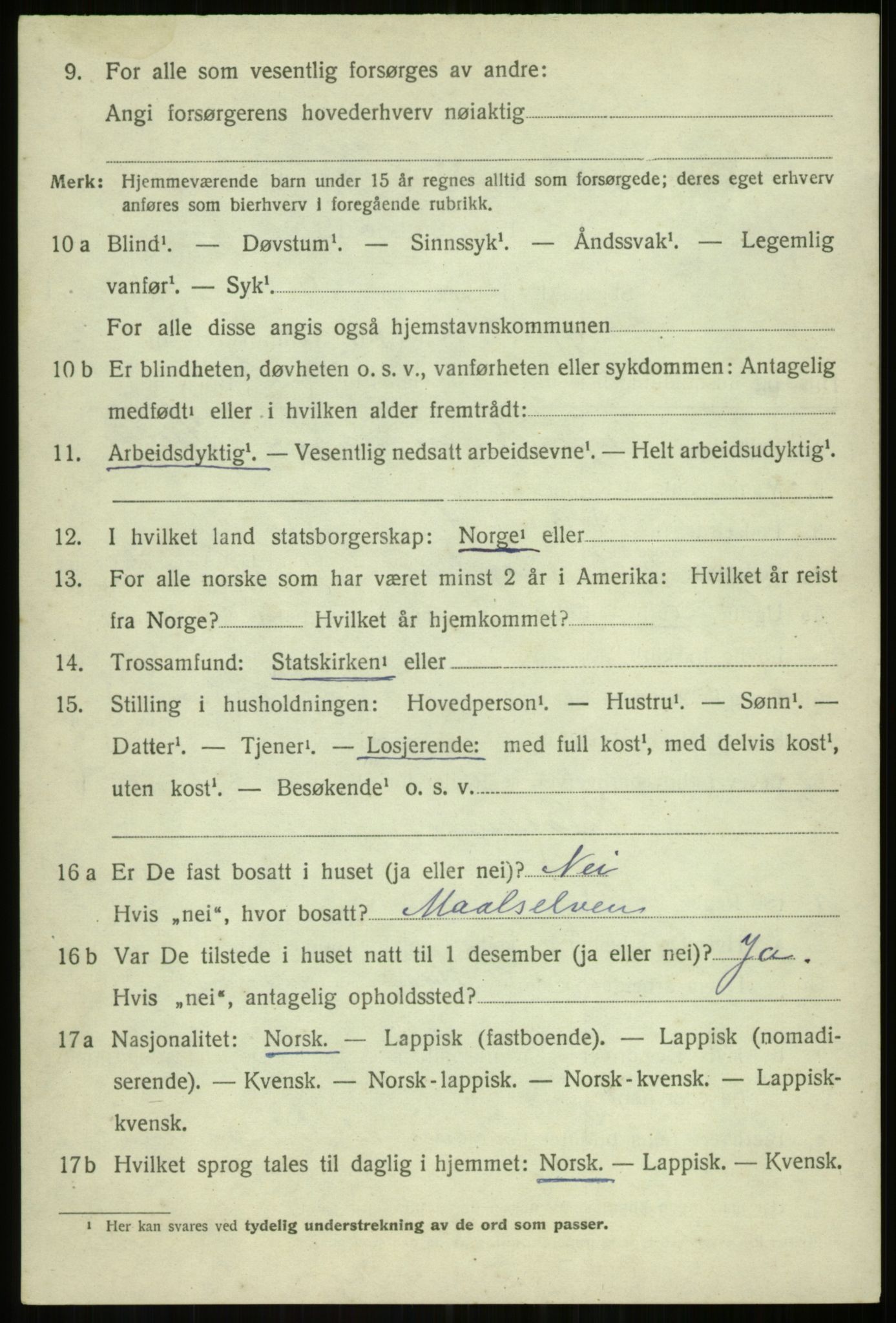 SATØ, 1920 census for Balsfjord, 1920, p. 5267
