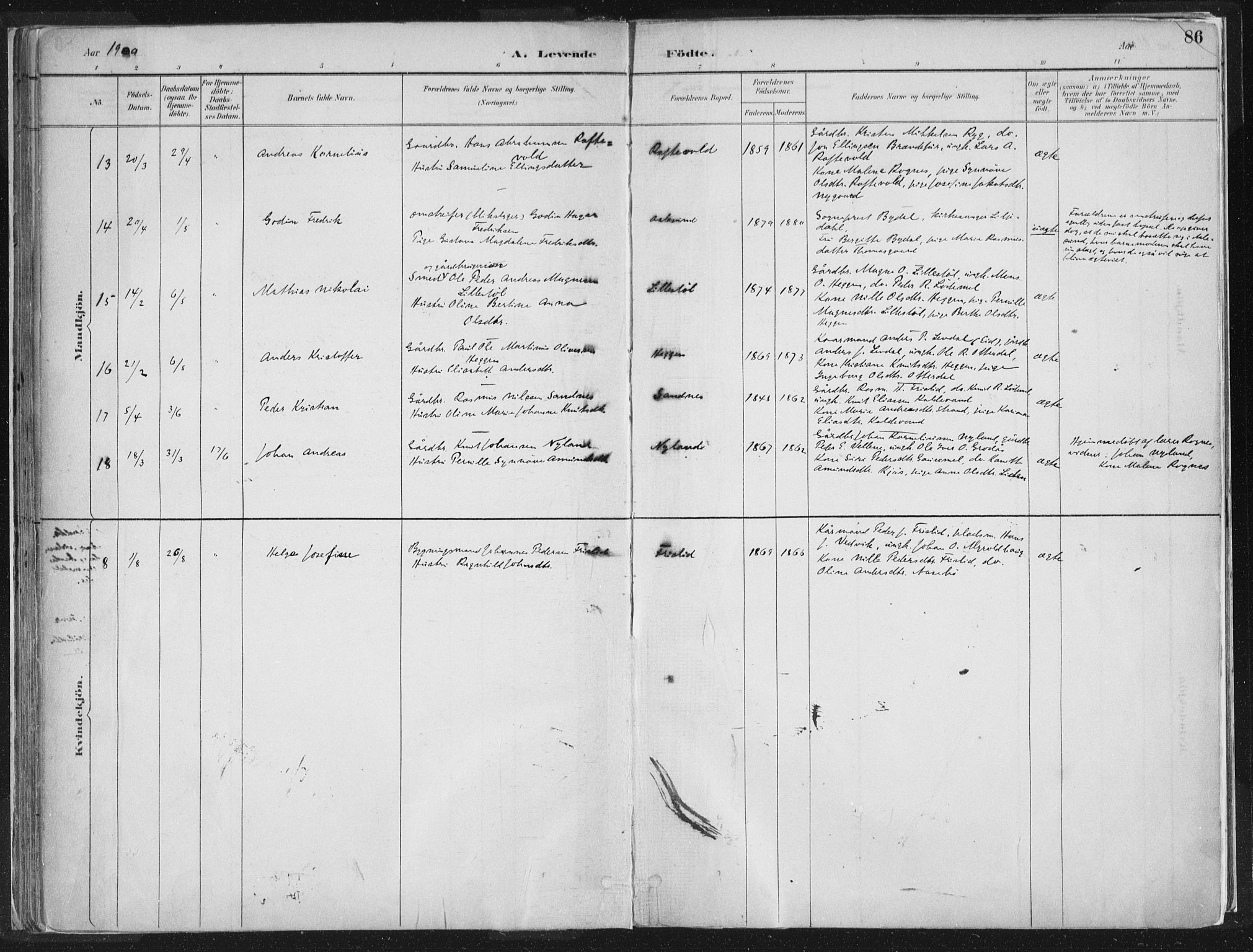 Hornindal sokneprestembete, SAB/A-82401/H/Haa/Haaa/L0003/0001: Parish register (official) no. A 3A, 1887-1917, p. 86