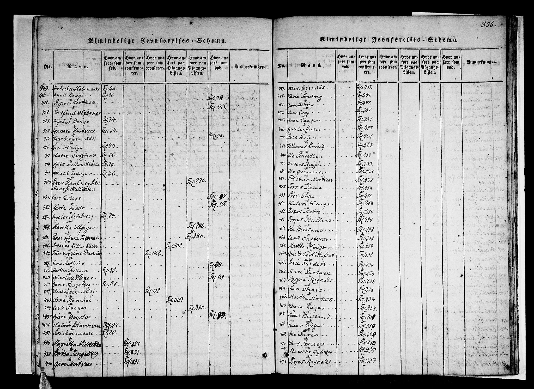 Skånevik sokneprestembete, AV/SAB-A-77801/H/Haa: Parish register (official) no. A 3, 1815-1828, p. 336