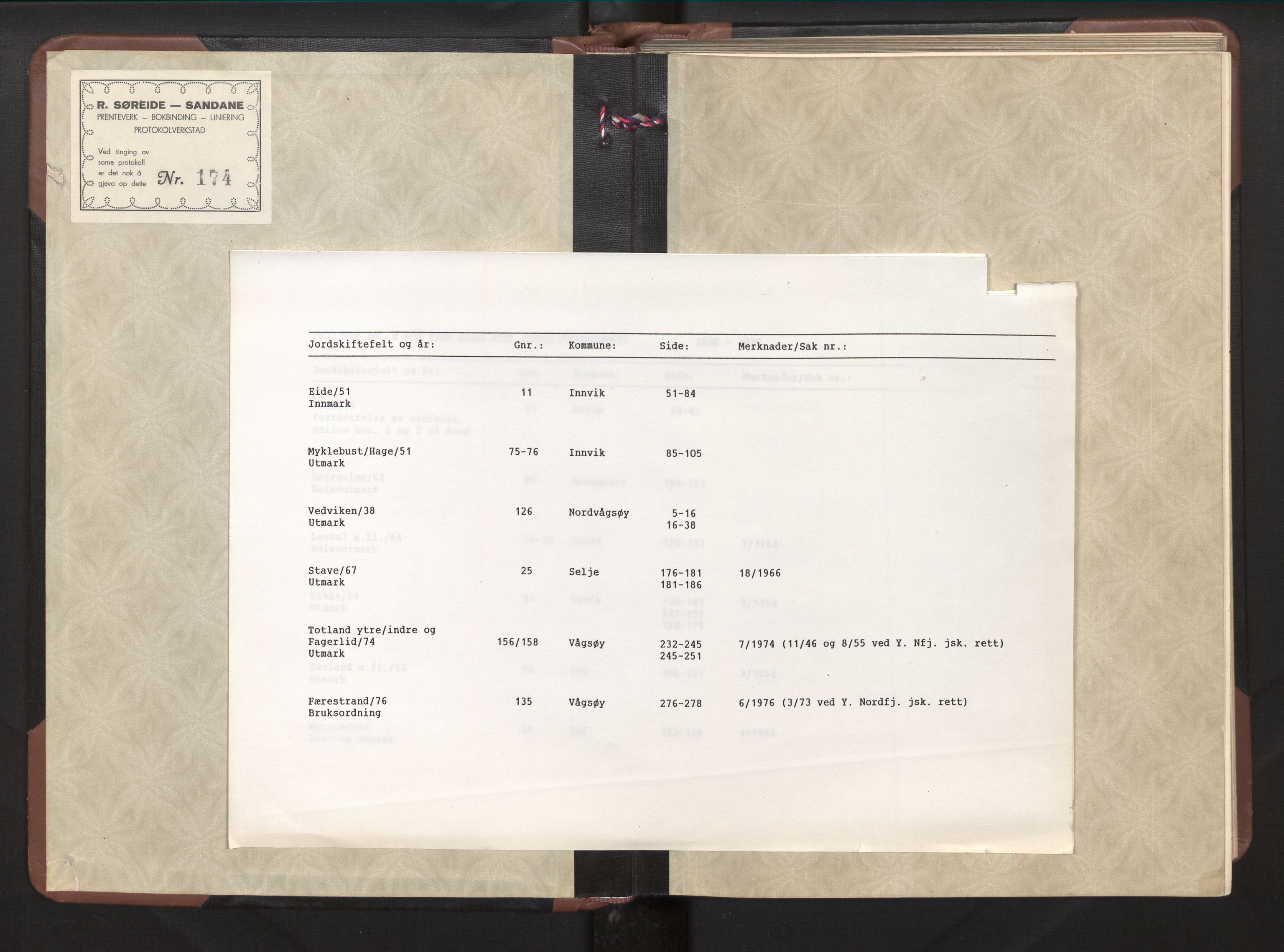 Overdommaren i Sogn og Fjordane jordskiftedøme, AV/SAB-A-5701/A/L0008: Overrettsprotokoll, 1938-1976