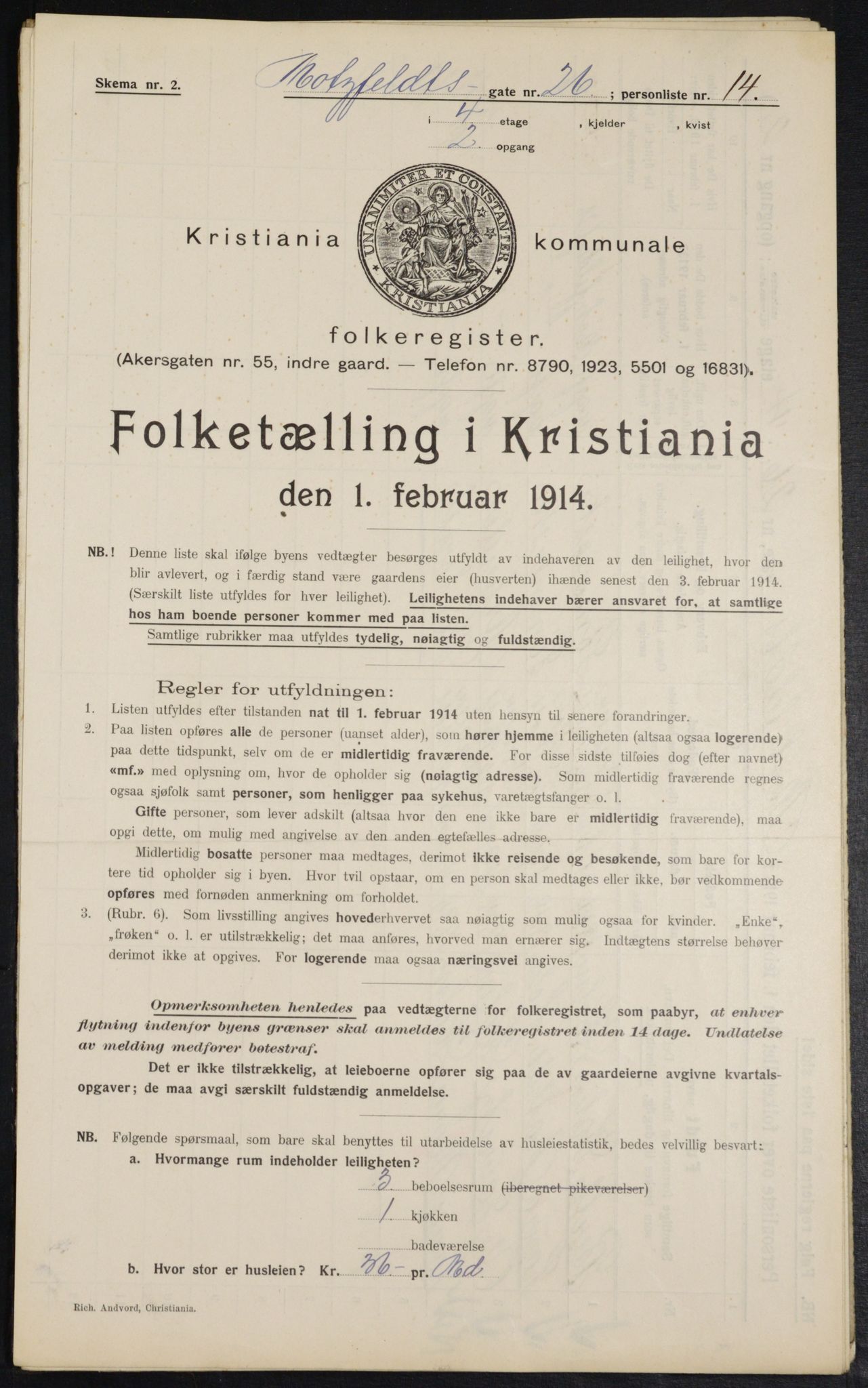 OBA, Municipal Census 1914 for Kristiania, 1914, p. 66395