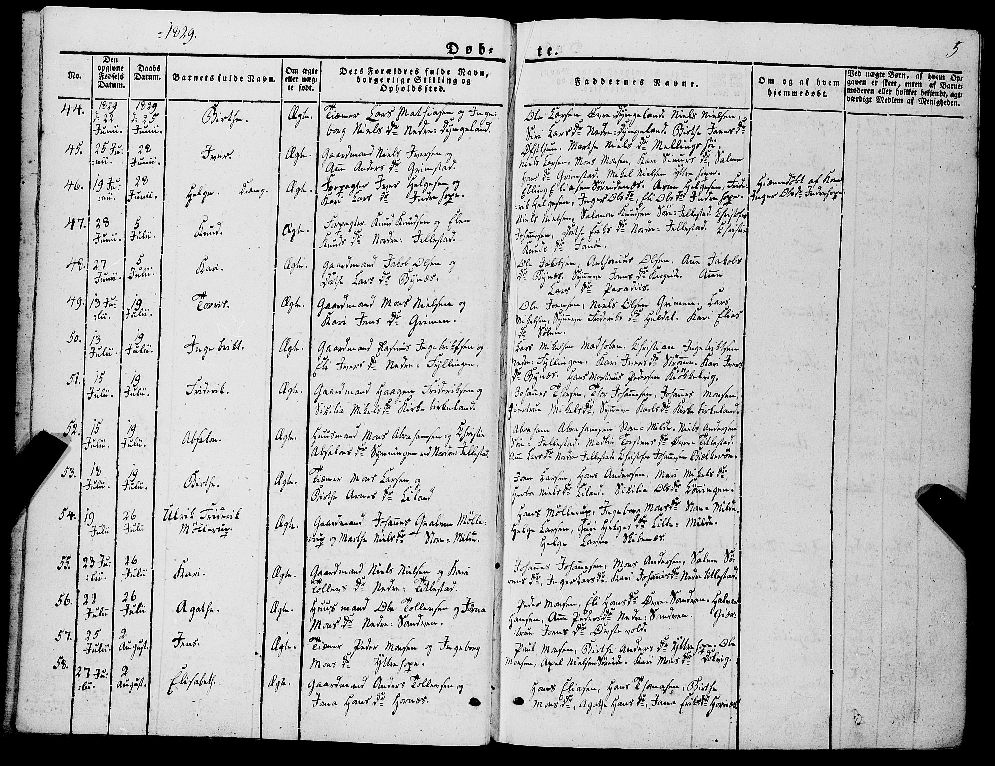 Fana Sokneprestembete, AV/SAB-A-75101/H/Haa/Haaa/L0008: Parish register (official) no. A 8, 1829-1851, p. 5