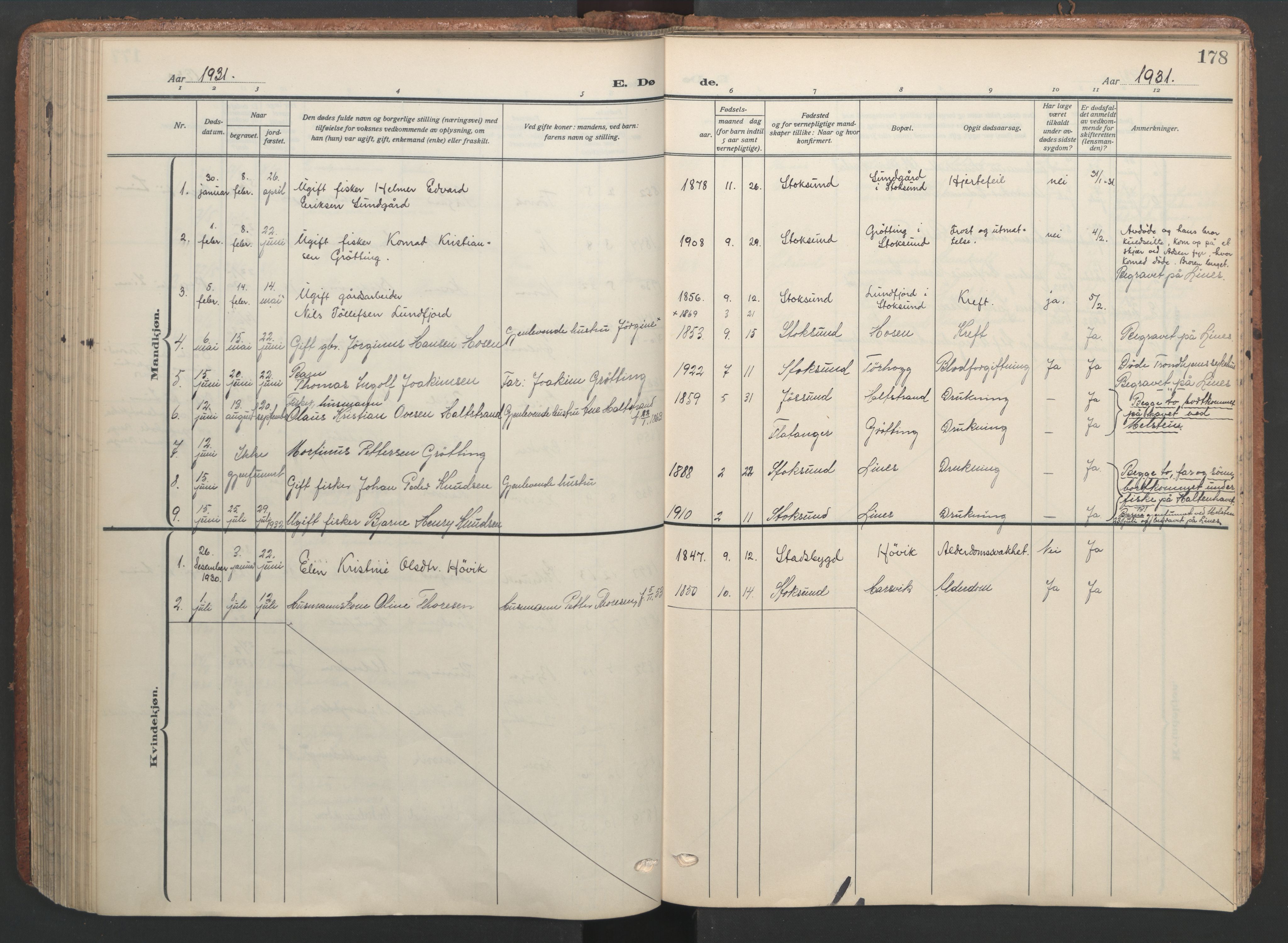 Ministerialprotokoller, klokkerbøker og fødselsregistre - Sør-Trøndelag, SAT/A-1456/656/L0694: Parish register (official) no. 656A03, 1914-1931, p. 178