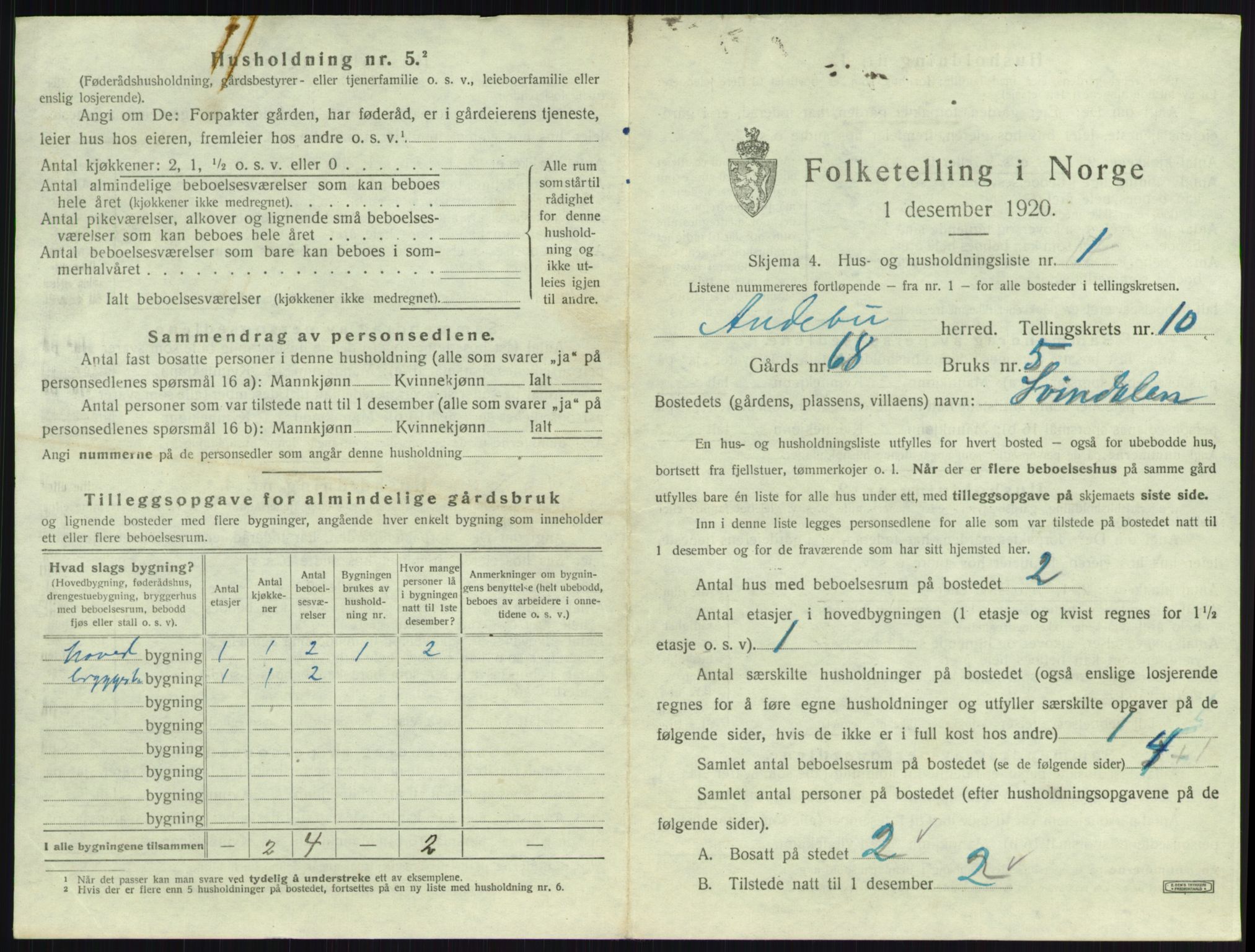 SAKO, 1920 census for Andebu, 1920, p. 580