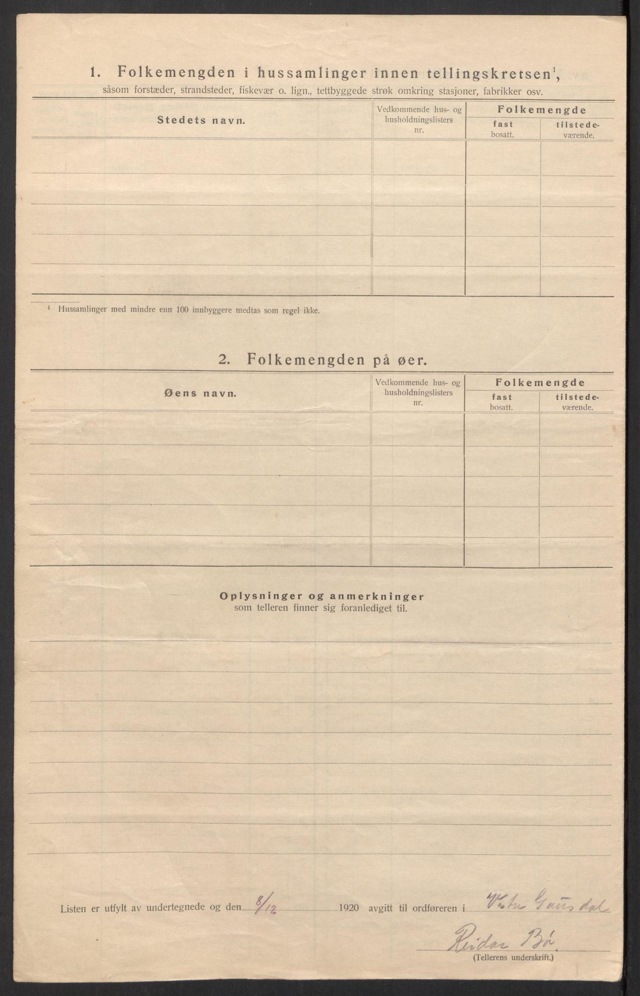 SAH, 1920 census for Vestre Gausdal, 1920, p. 17