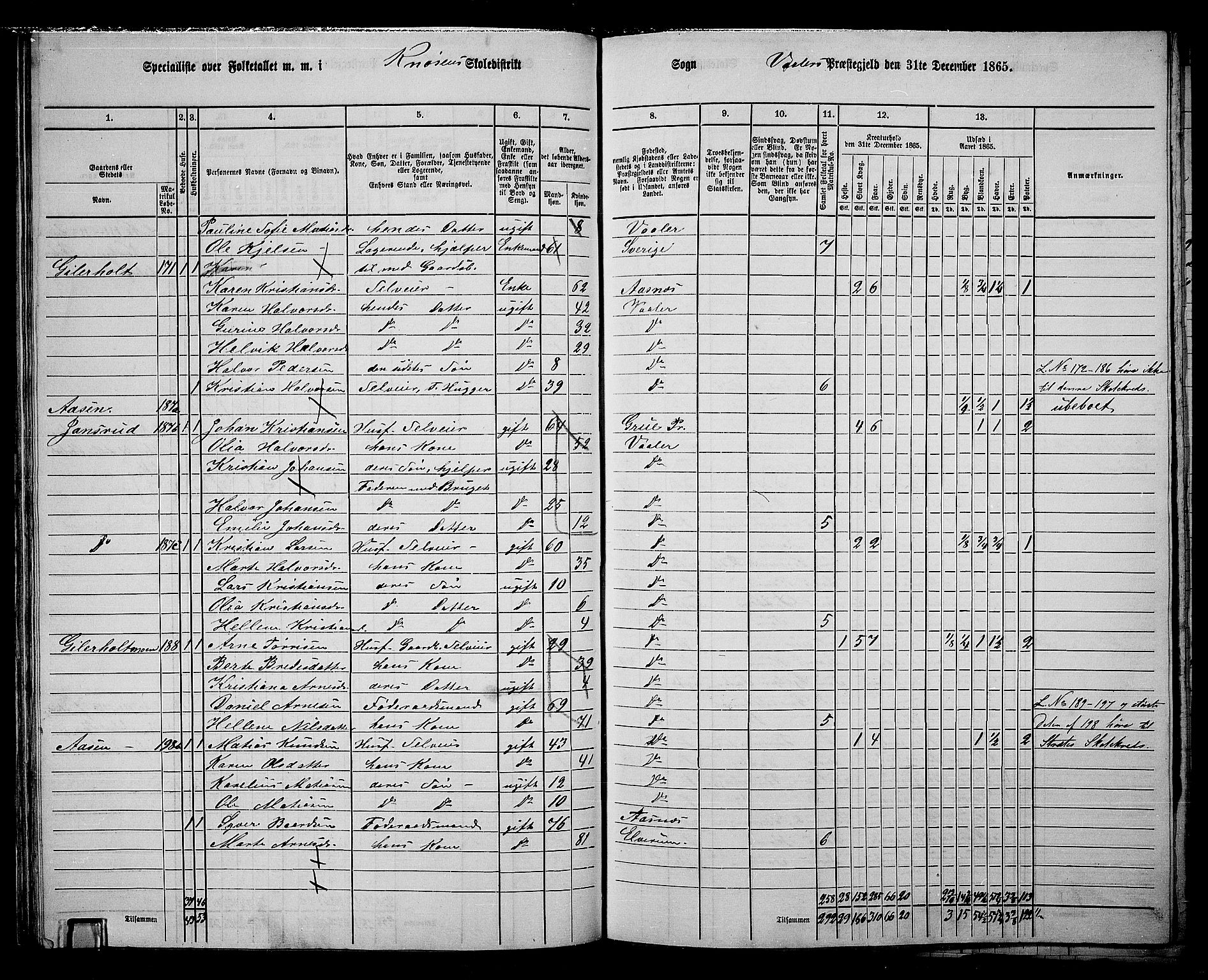 RA, 1865 census for Våler, 1865, p. 75