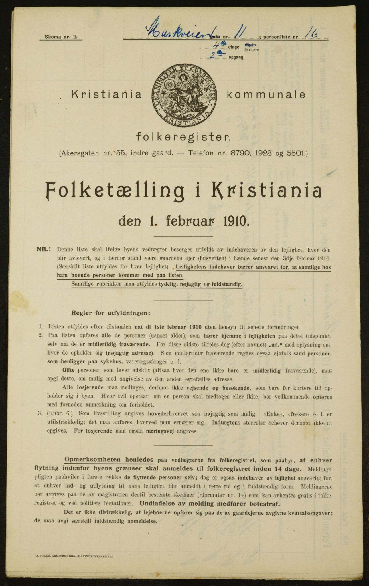 OBA, Municipal Census 1910 for Kristiania, 1910, p. 61151