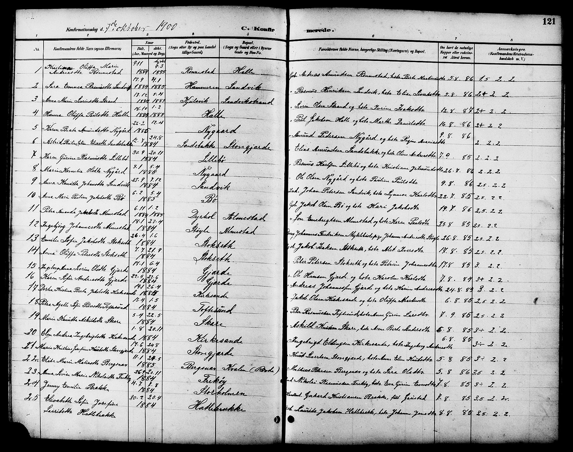 Ministerialprotokoller, klokkerbøker og fødselsregistre - Møre og Romsdal, AV/SAT-A-1454/503/L0049: Parish register (copy) no. 503C04, 1894-1915, p. 121