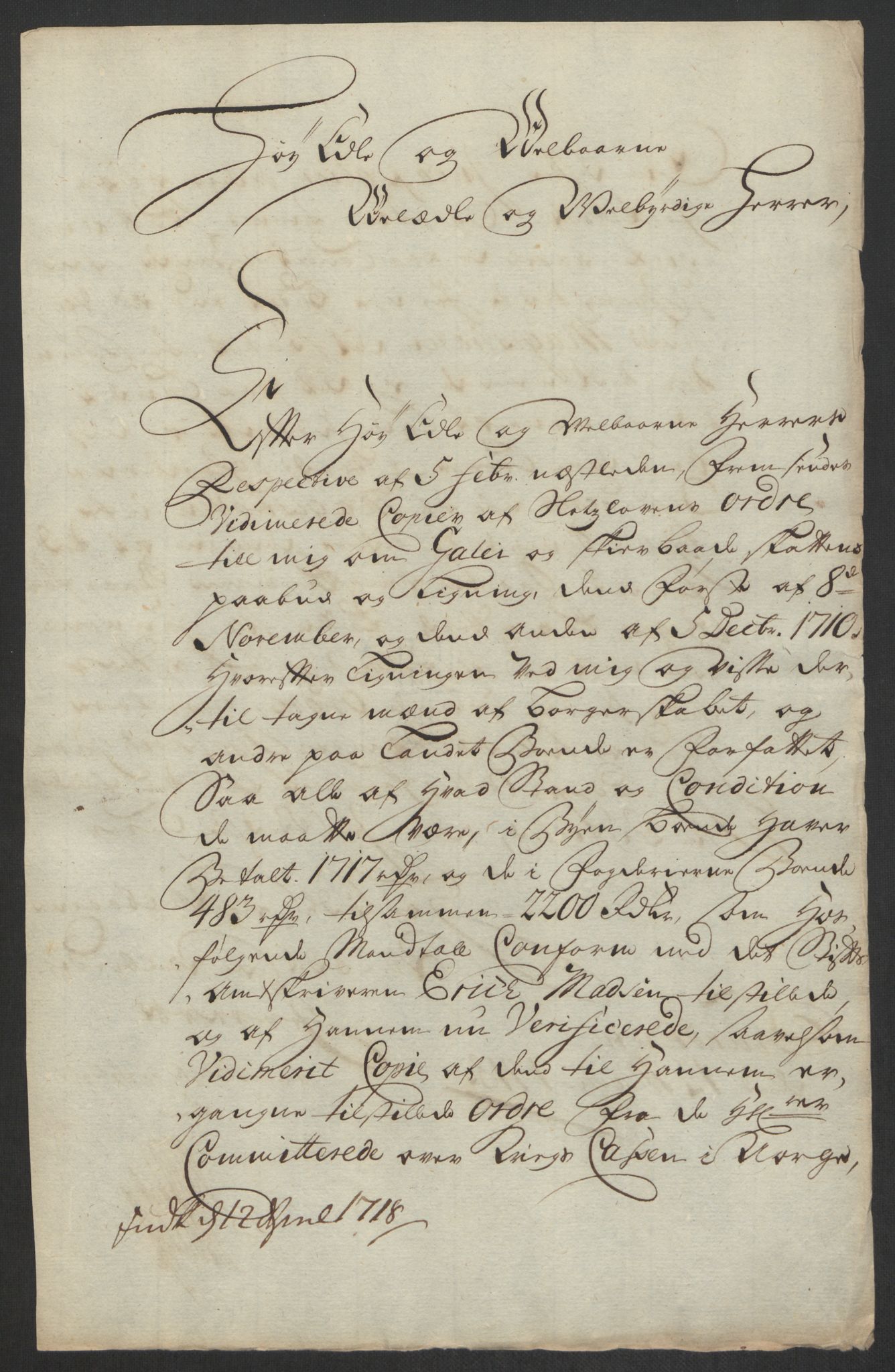 Rentekammeret inntil 1814, Reviderte regnskaper, Byregnskaper, RA/EA-4066/R/Rs/L0507: [S3] Kontribusjonsregnskap, 1699-1711, p. 446