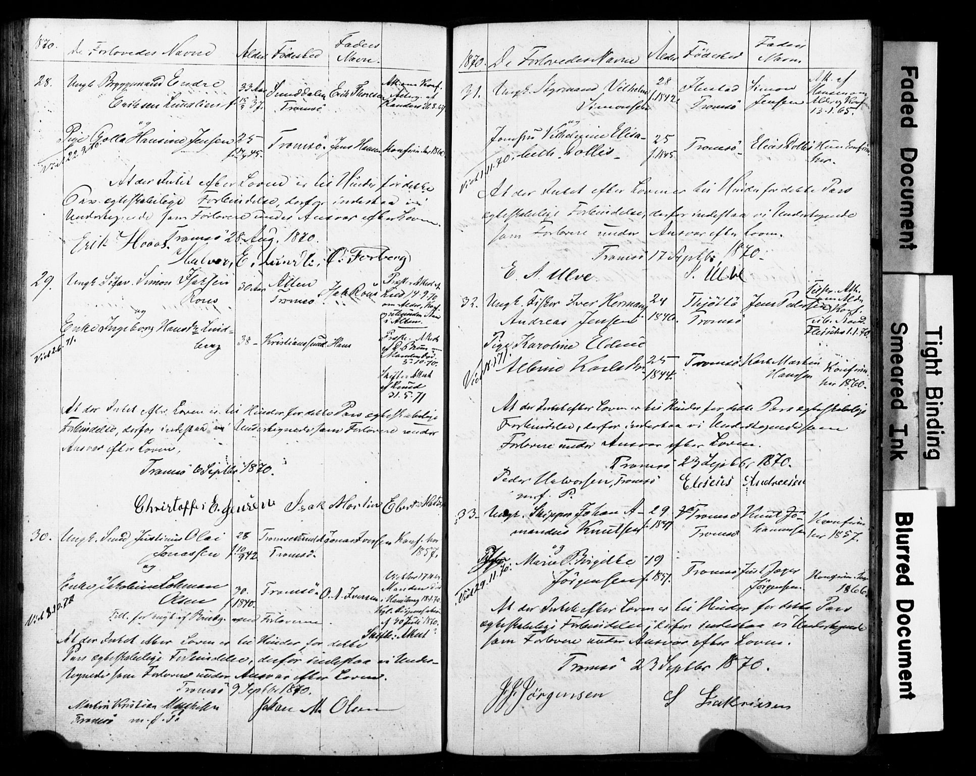 Tromsø sokneprestkontor/stiftsprosti/domprosti, AV/SATØ-S-1343/H/Hc/L0097: Banns register no. 97, 1851-1872