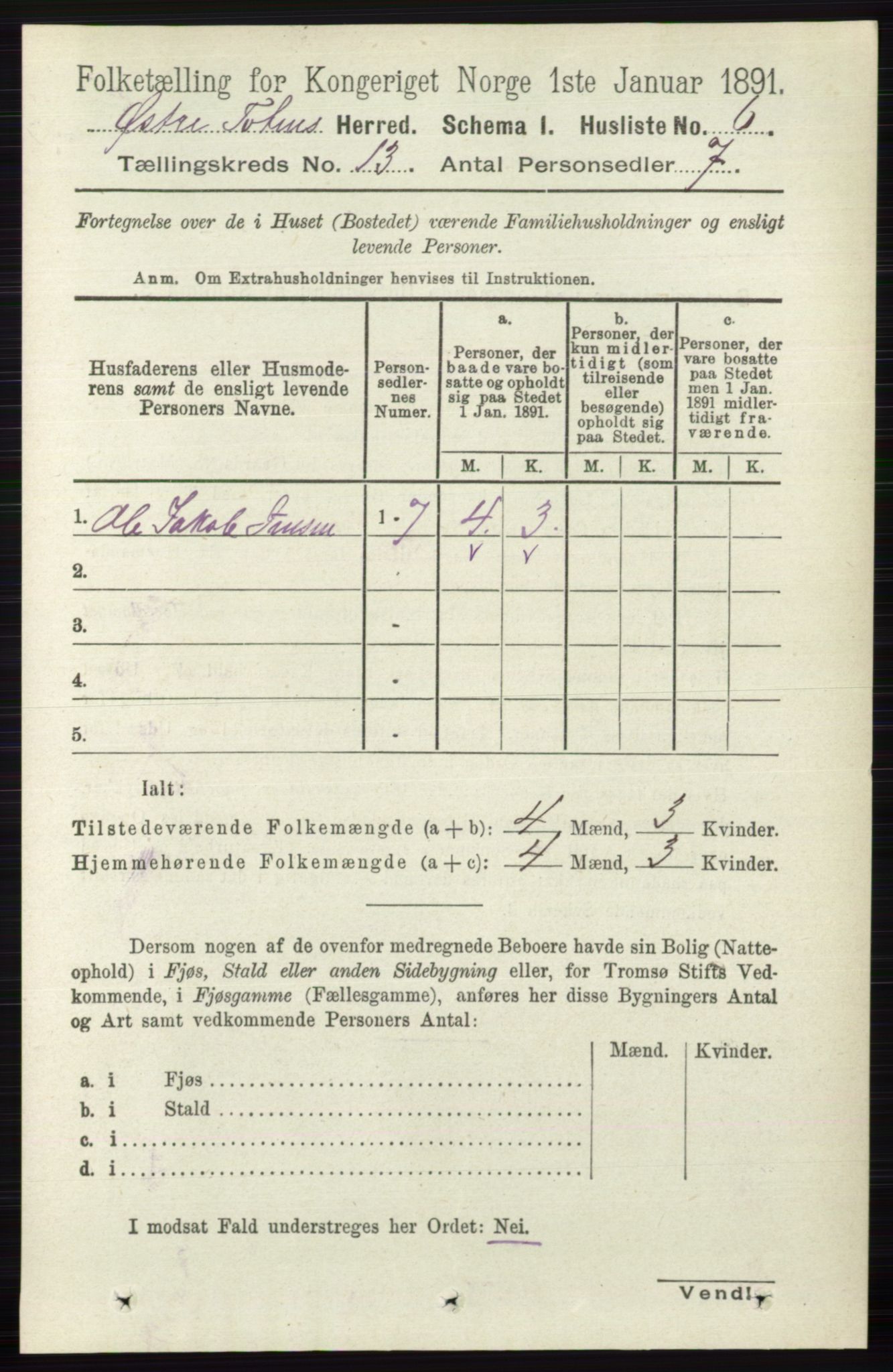 RA, 1891 census for 0528 Østre Toten, 1891, p. 8344