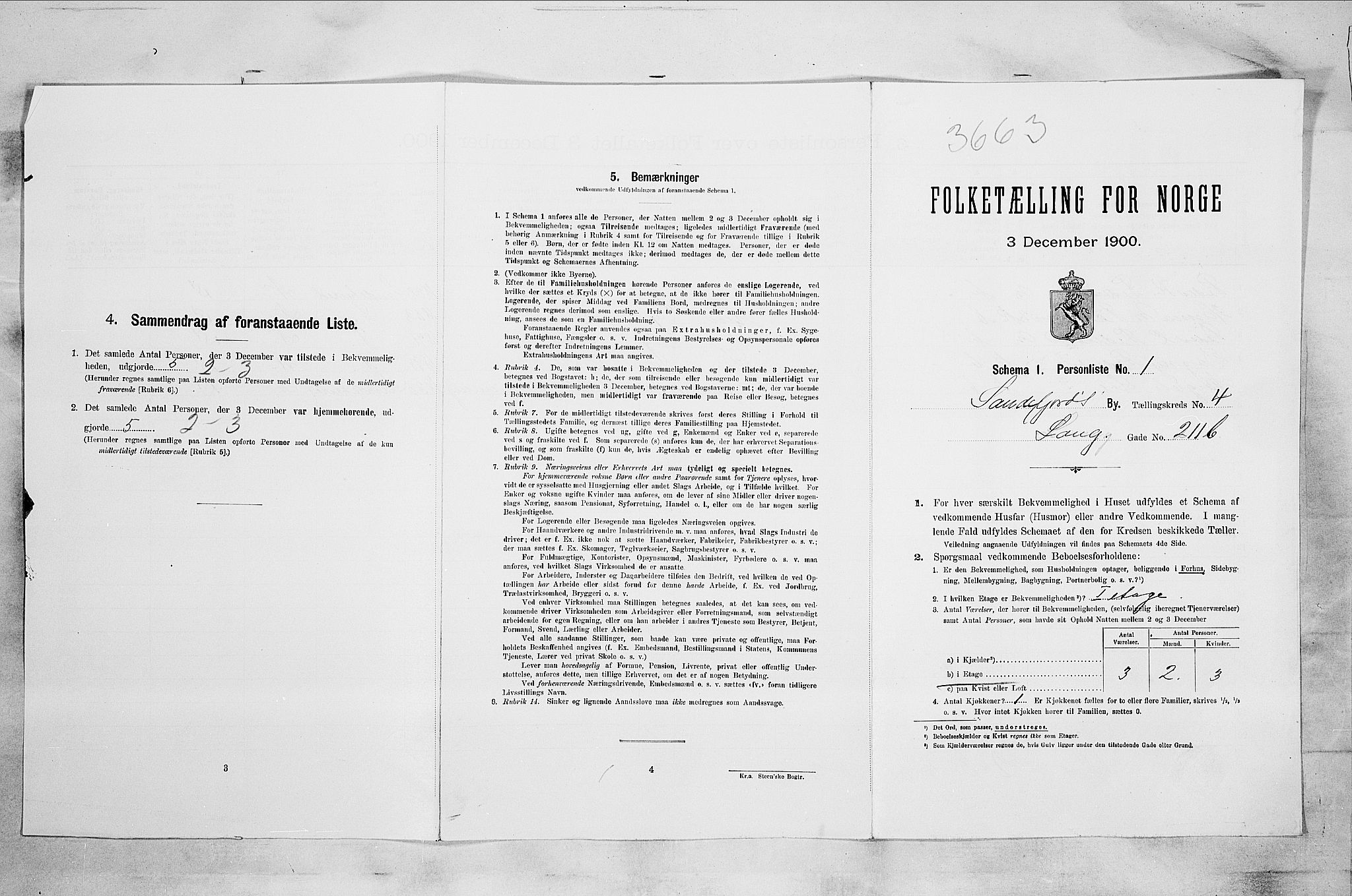 RA, 1900 census for Sandefjord, 1900, p. 998