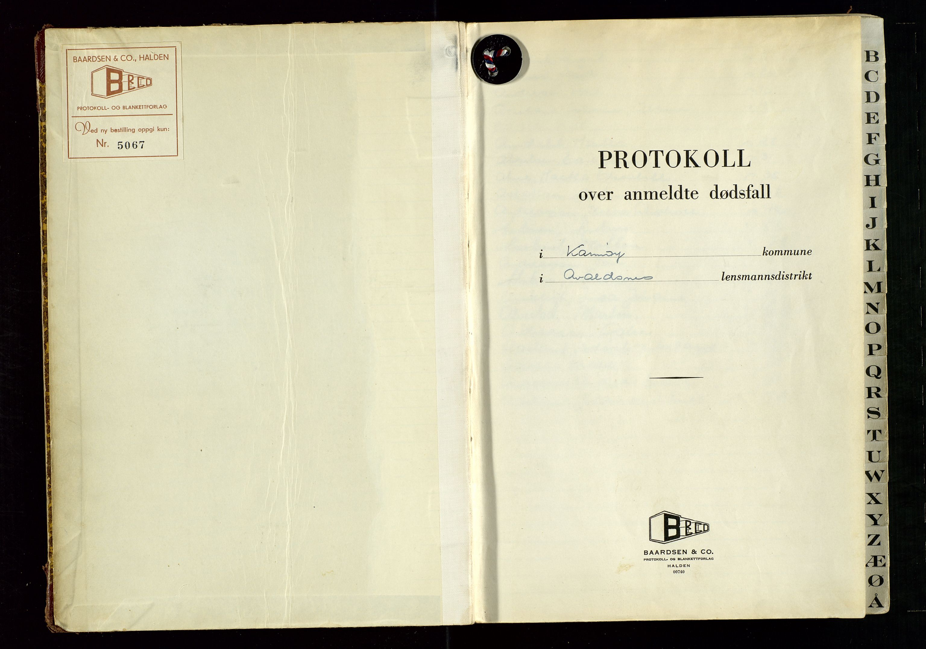 Avaldsnes lensmannskontor, AV/SAST-A-100286/Gga/L0009: "Protokoll over anmeldte dødsfall i Karmøy kommune i Avaldsnes lensmannsdistrikt", 1965-1969