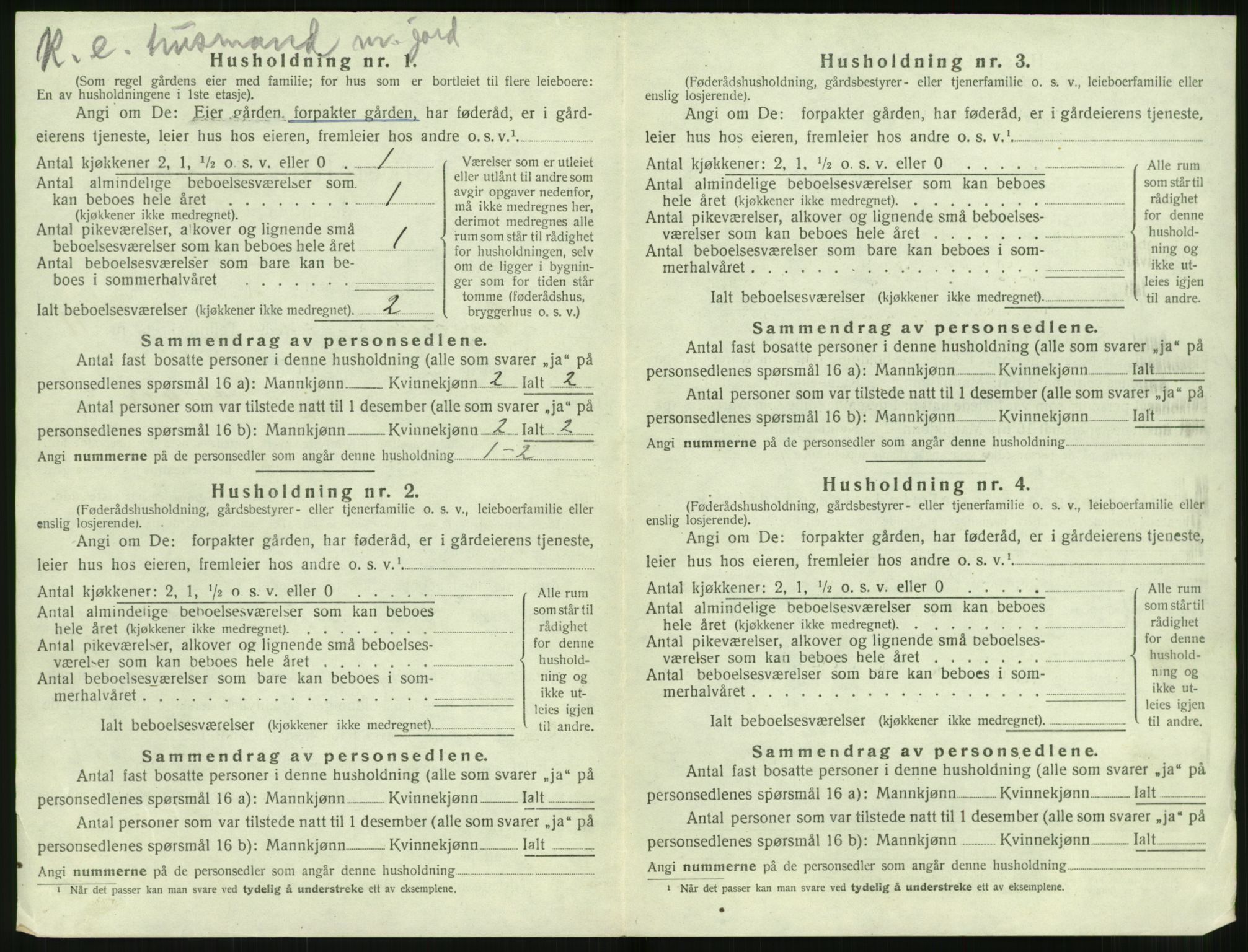 SAT, 1920 census for Sunnylven, 1920, p. 459