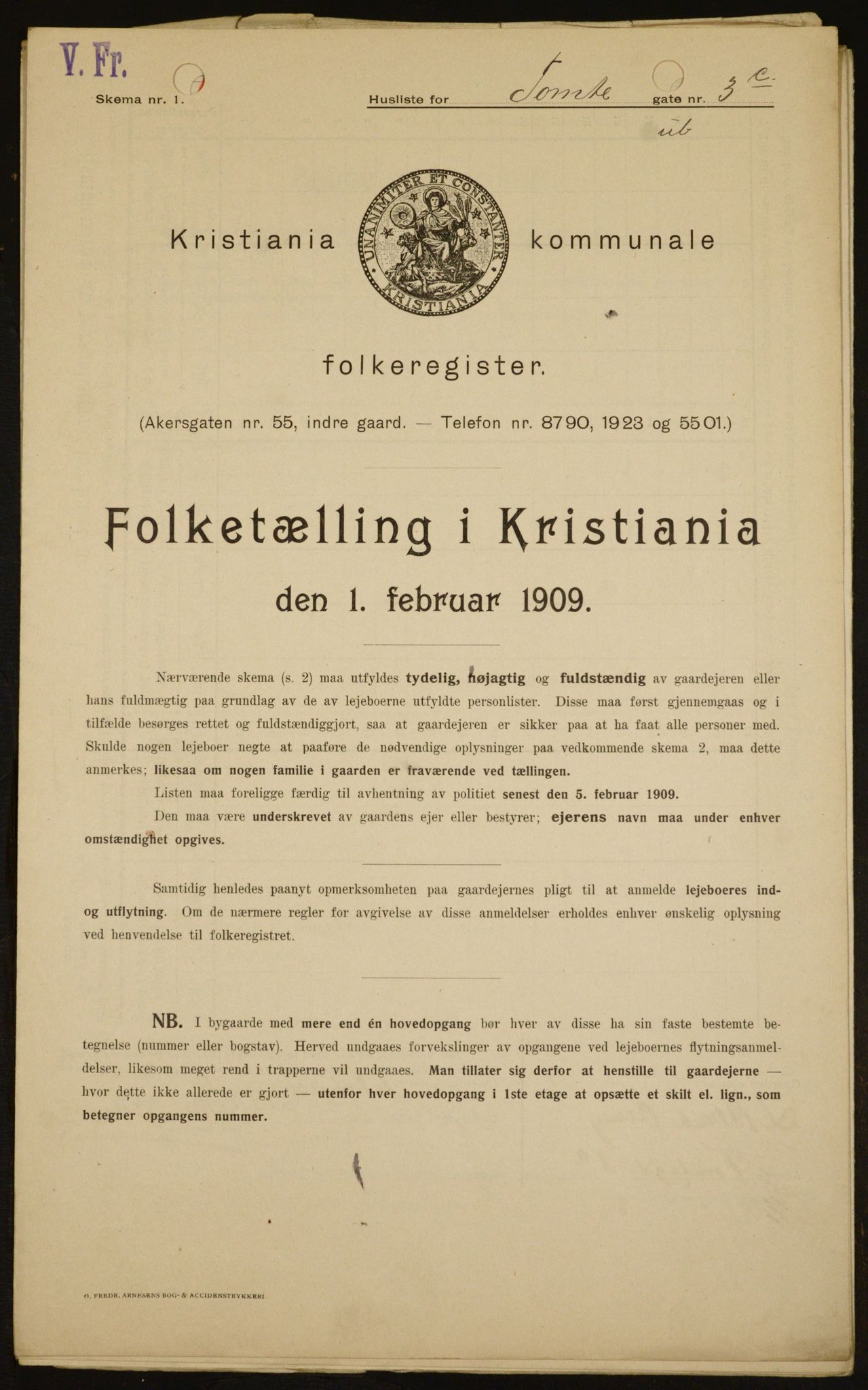 OBA, Municipal Census 1909 for Kristiania, 1909, p. 102845