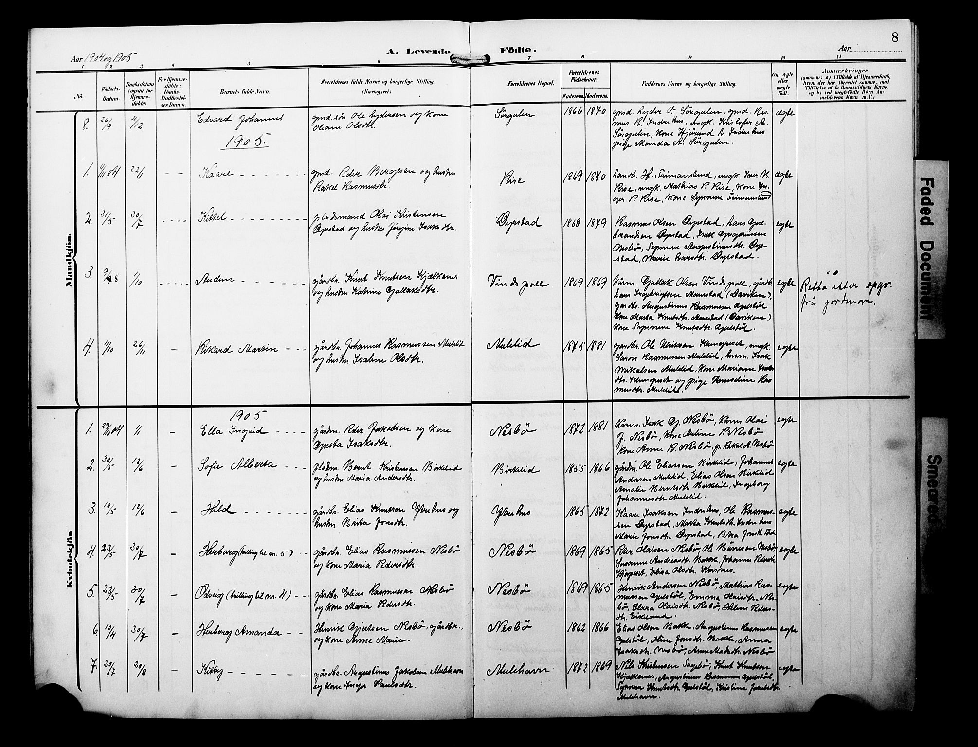 Davik sokneprestembete, SAB/A-79701/H/Hab/Habb/L0001: Parish register (copy) no. B 1, 1903-1928, p. 8