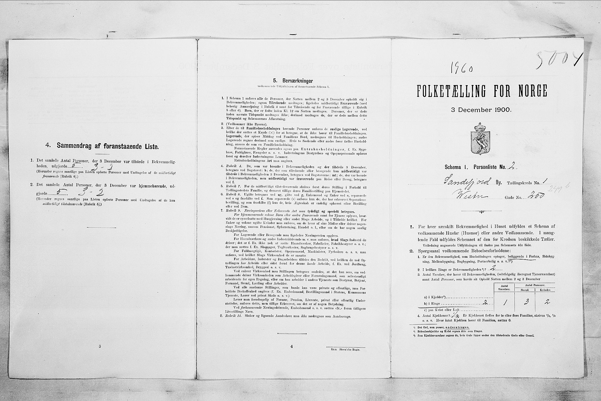 RA, 1900 census for Sandefjord, 1900, p. 2851