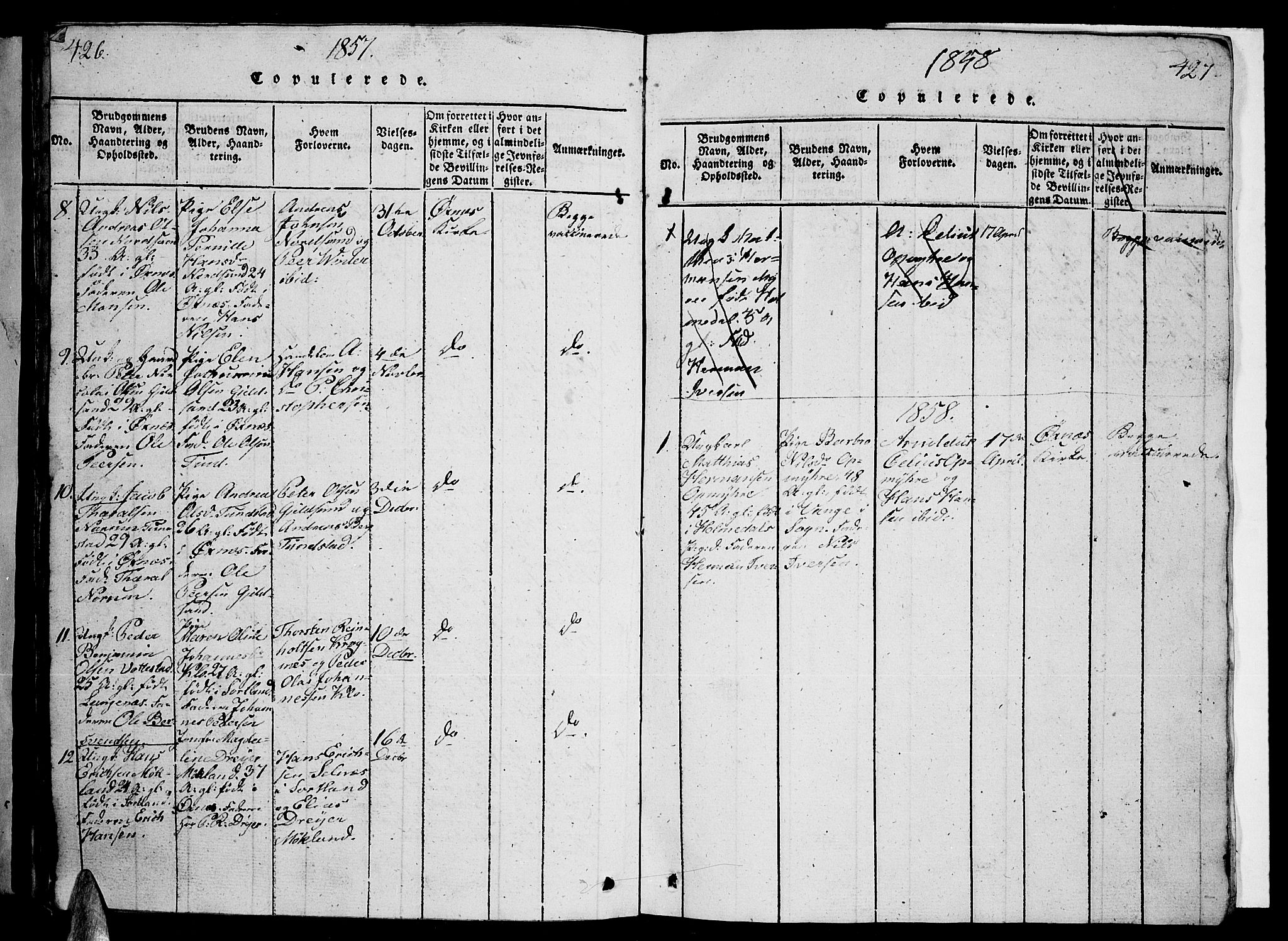 Ministerialprotokoller, klokkerbøker og fødselsregistre - Nordland, AV/SAT-A-1459/893/L1346: Parish register (copy) no. 893C01, 1820-1858, p. 426-427