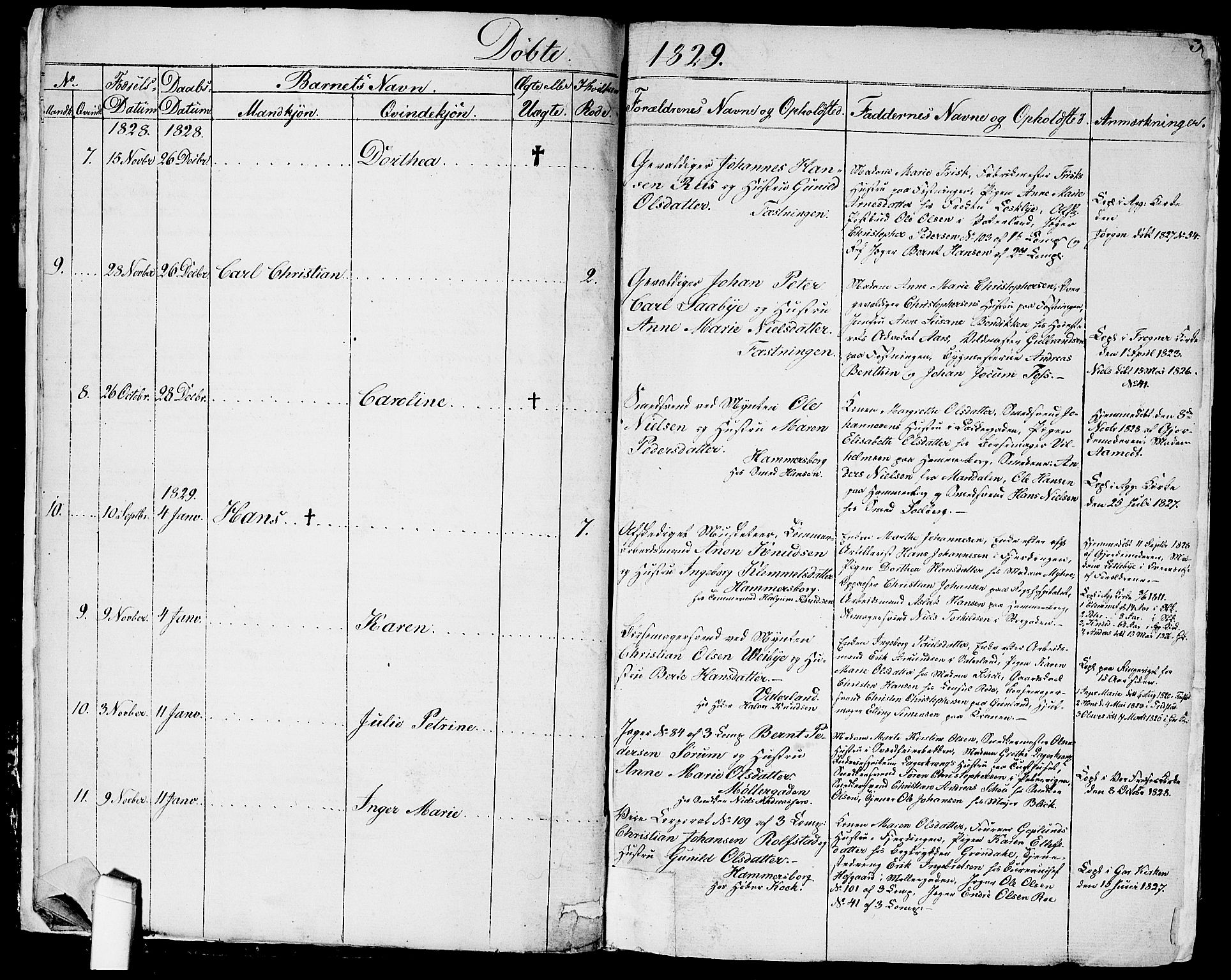 Garnisonsmenigheten Kirkebøker, SAO/A-10846/G/Ga/L0004: Parish register (copy) no. 4, 1828-1840, p. 3
