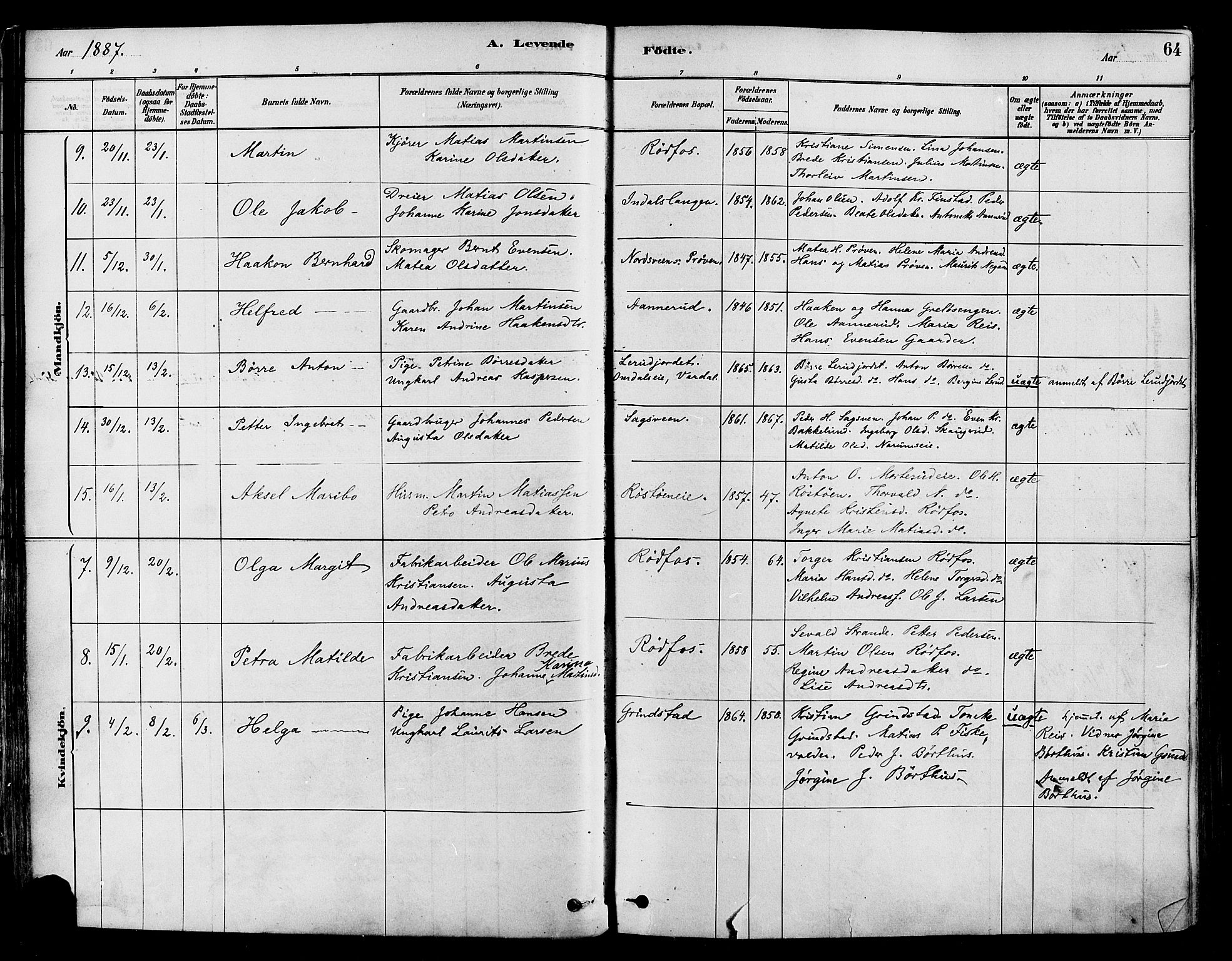 Vestre Toten prestekontor, SAH/PREST-108/H/Ha/Haa/L0009: Parish register (official) no. 9, 1878-1894, p. 64