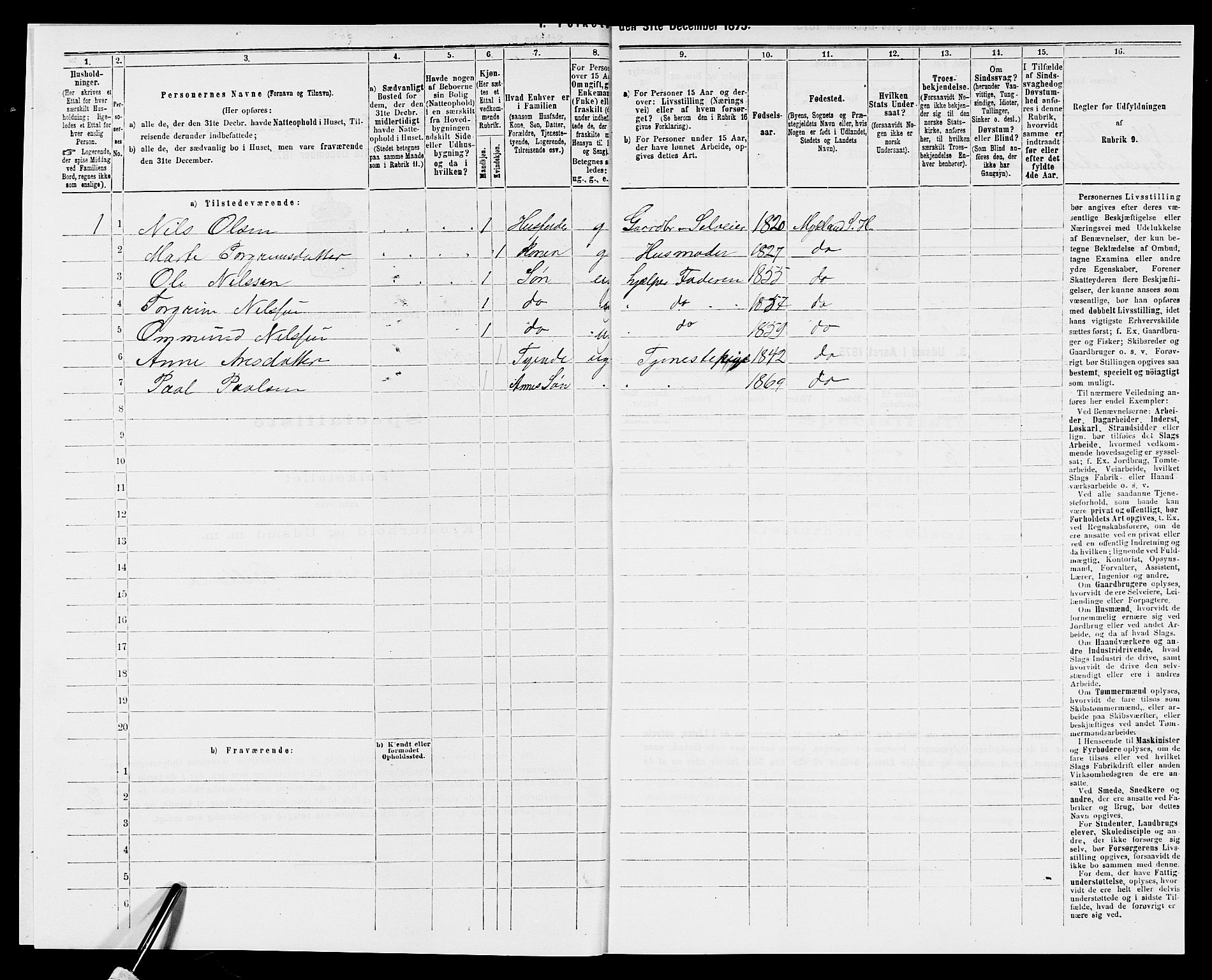 SAK, 1875 census for 0933P Herefoss, 1875, p. 625
