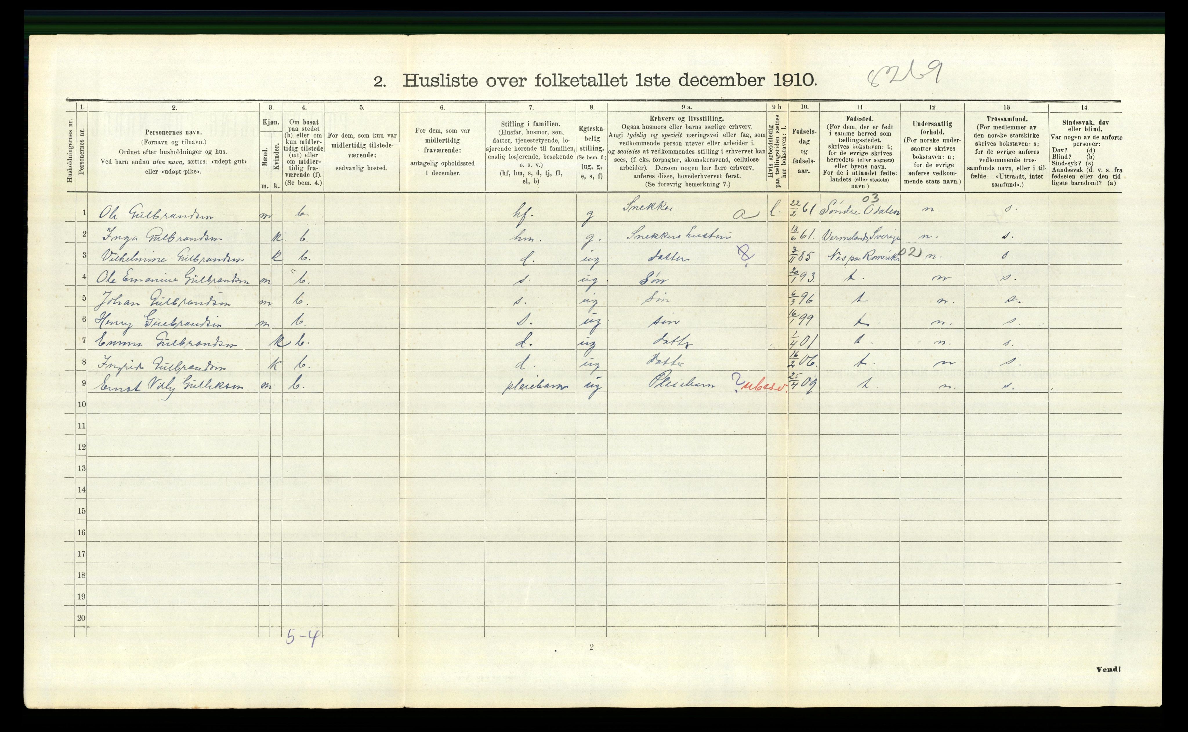 RA, 1910 census for Bærum, 1910, p. 1986